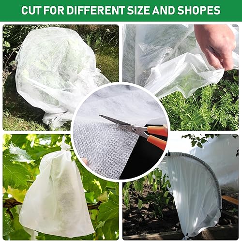 Miniatura 7 de Plant Covers Freeze Protection Kit with 6 Pcs Garden Hoops & Clips, 10 ft x 50 ft Garden Frost Cloth Plant Covers for Winter Protection, Floating