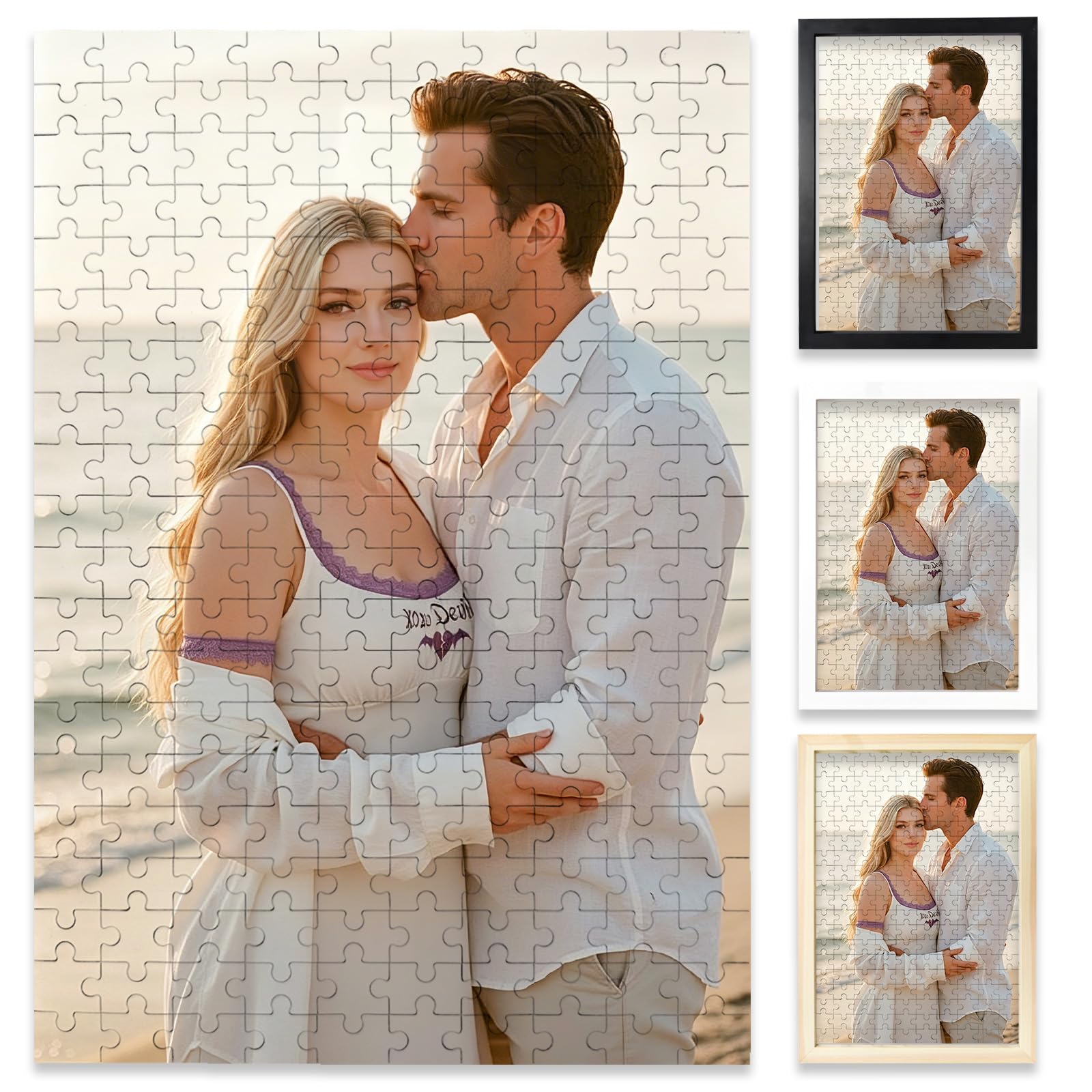 Personalised Jigsaw Puzzles for Adults 1000/500/300/200/70/35 Pieces,Wooden Custom Puzzle with Frame,Customize Your Photo Jigsaw,Personalised Puzzle for Family,Pet,Birthday Gift