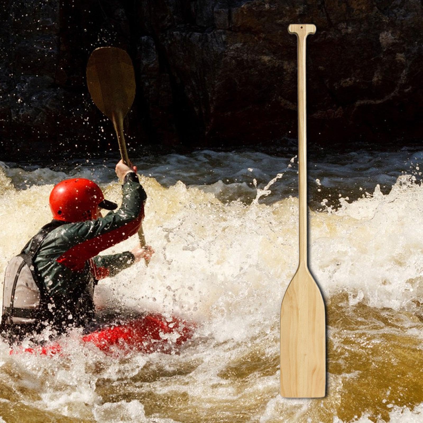 Rames de Bateau en Bois, Pagaie en Bois avec Poignée Ergonomique, Accessoire électrique Portatif, Décoratif pour La Décoration de La Maison et du Bure