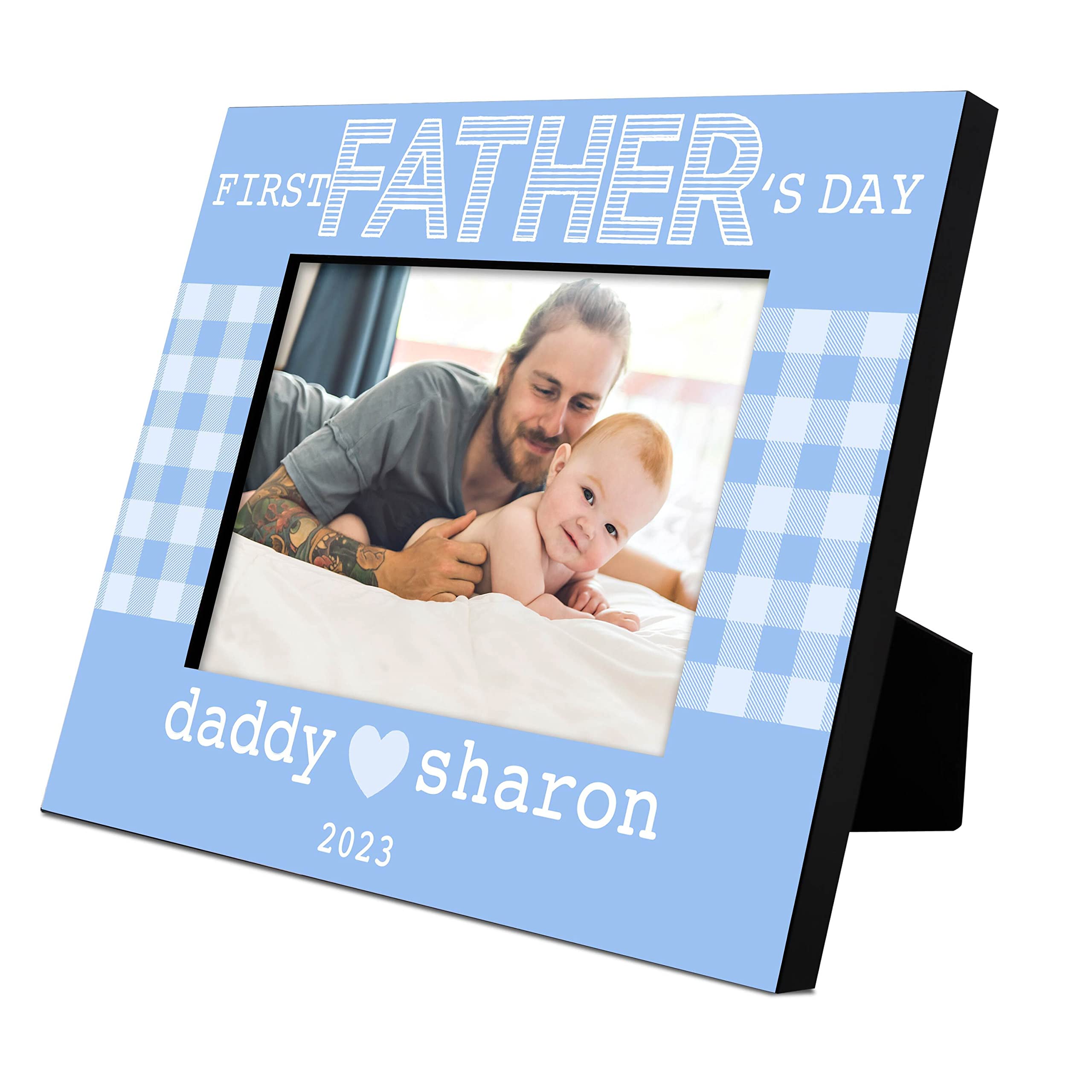First Fathers Day, Personalized First Fathers Day Picture Frame with Name, Title & Date, 2 Sizes & Orientations, 1st Fathers Day Present for Dad,
