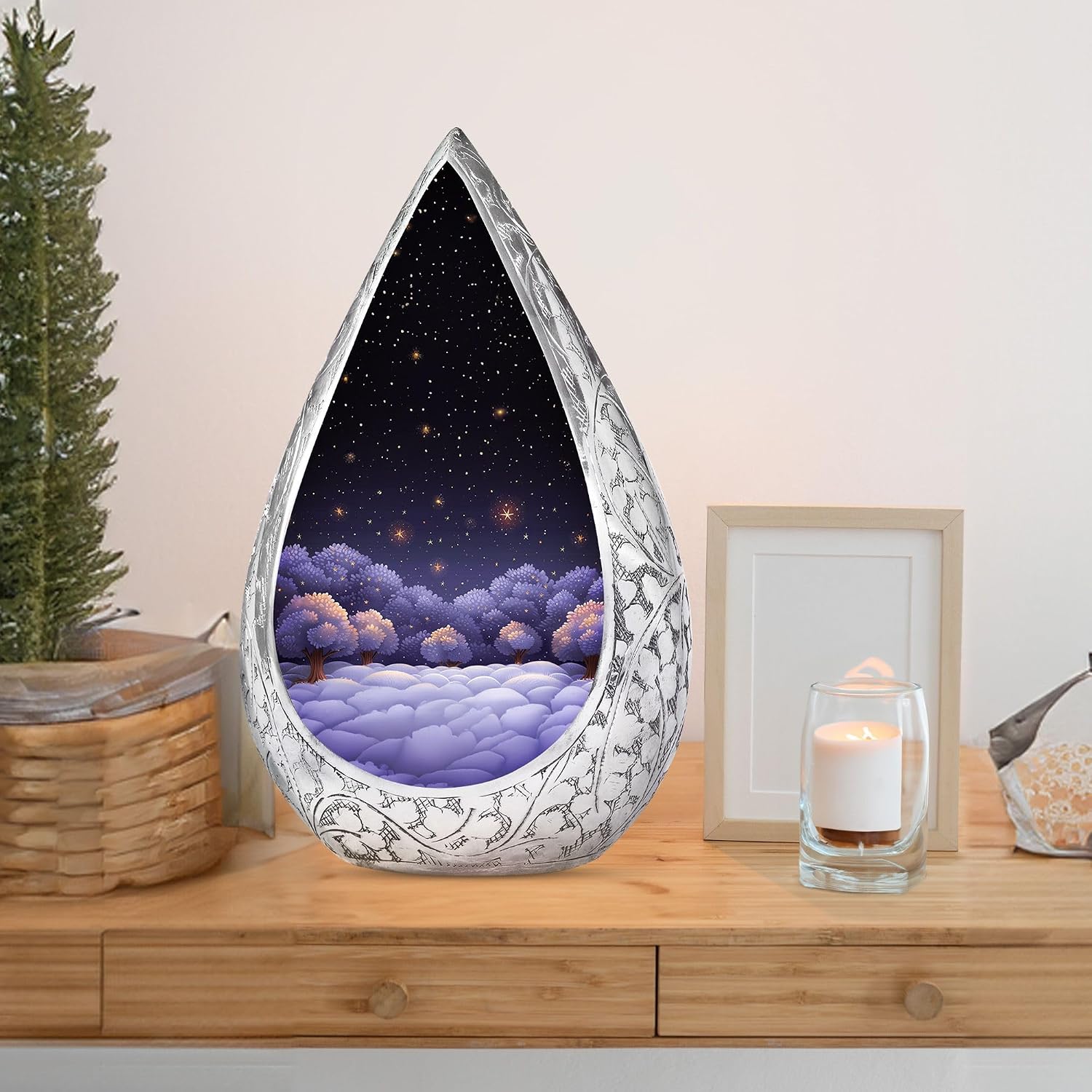 Sky Funeral Ash Urn for Daughter and Son Cremains - Clouds Large Drop Urns for Ashes Adult Male and Female - Cremation Adult Urns for Human Ashes Women and Men - 10 Inch