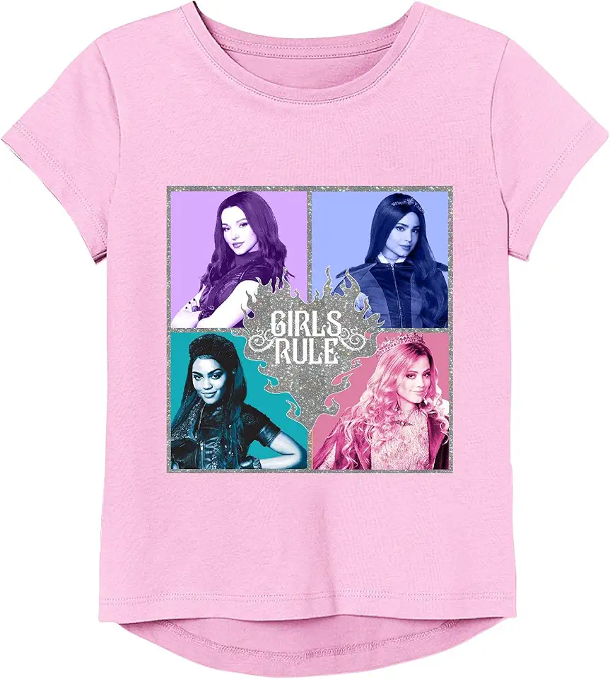 Disney Girls Descendants Movie Short Sleeve T-Shirt-Mal, Evie, Audrey, Jane