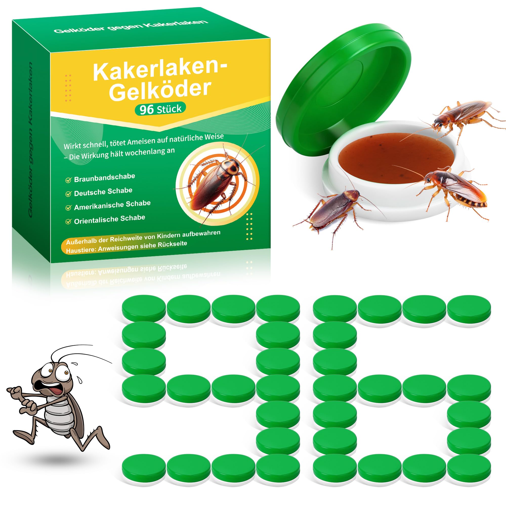 96Pcs Cockroach Traps, Cockroach Baits with Attractant - Safe & Easy to Use - Odorless