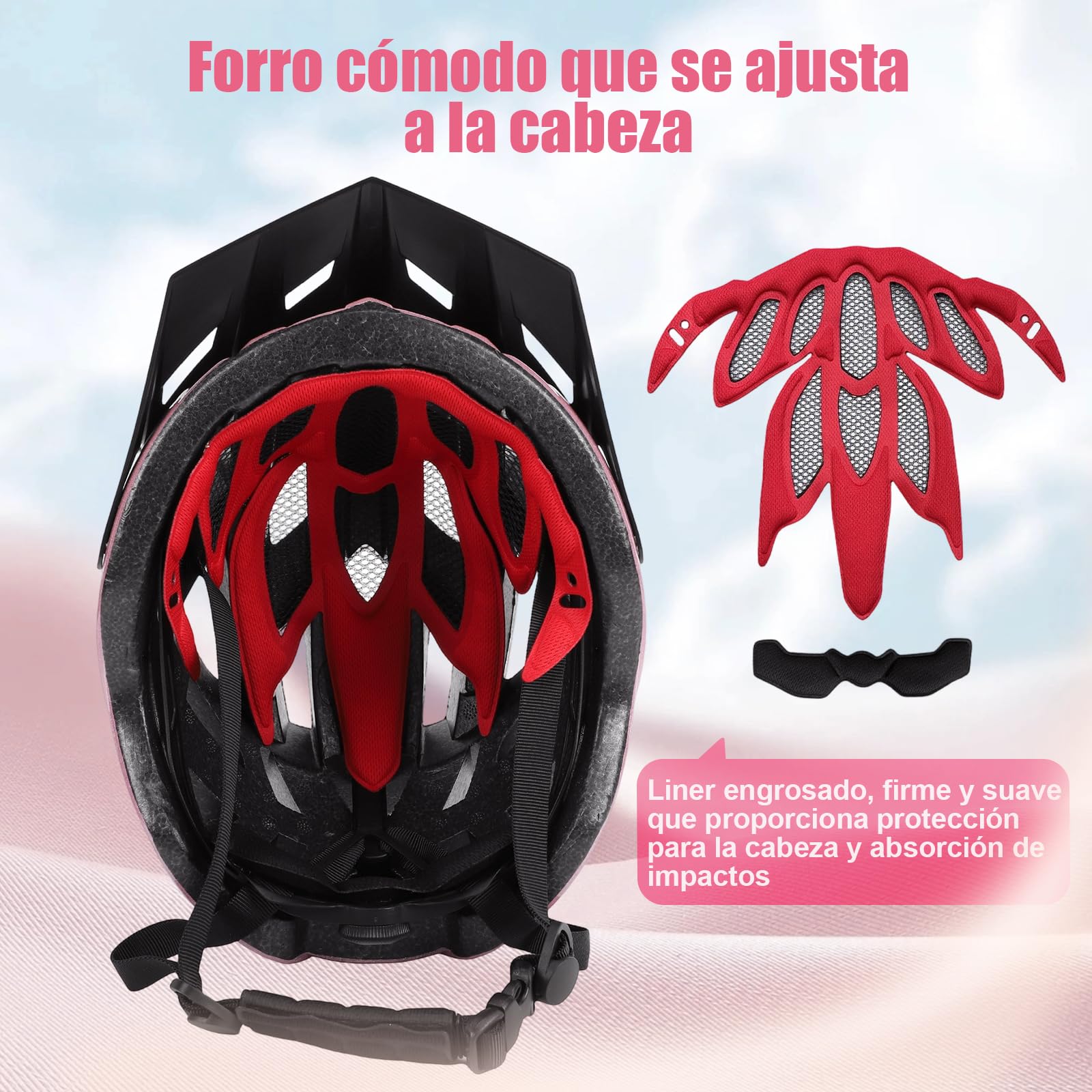 Casco de bicicleta unisex para adultos, PC+EPS con malla de protección contra insectos y parasol desmontable, transpirable y ligero, 58 – 61 cm para bicicleta de carretera, bicicleta de montaña
