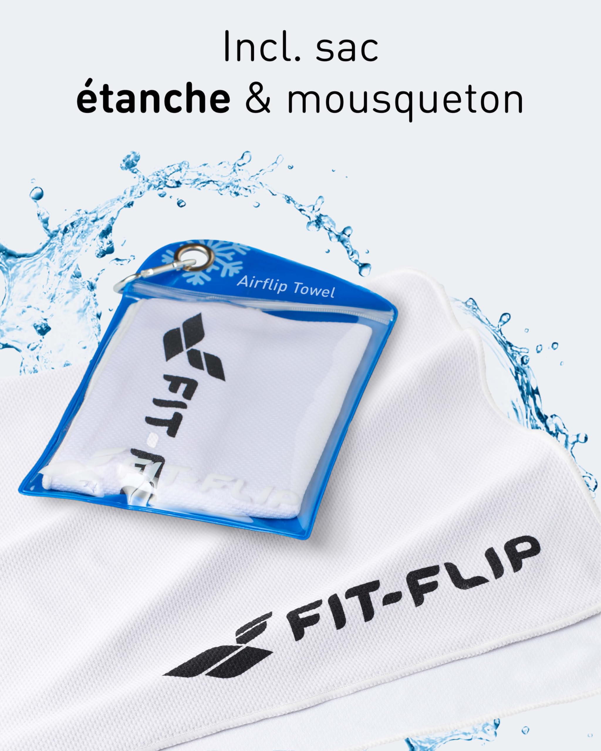 Fit-Flip Serviette de Refroidissement Parfaite comme Serviettes Sport Microfibre ou Serviette rafraîchissante – Airflip Cool Towel pour Fitness, Sports, Voyages, Yoga