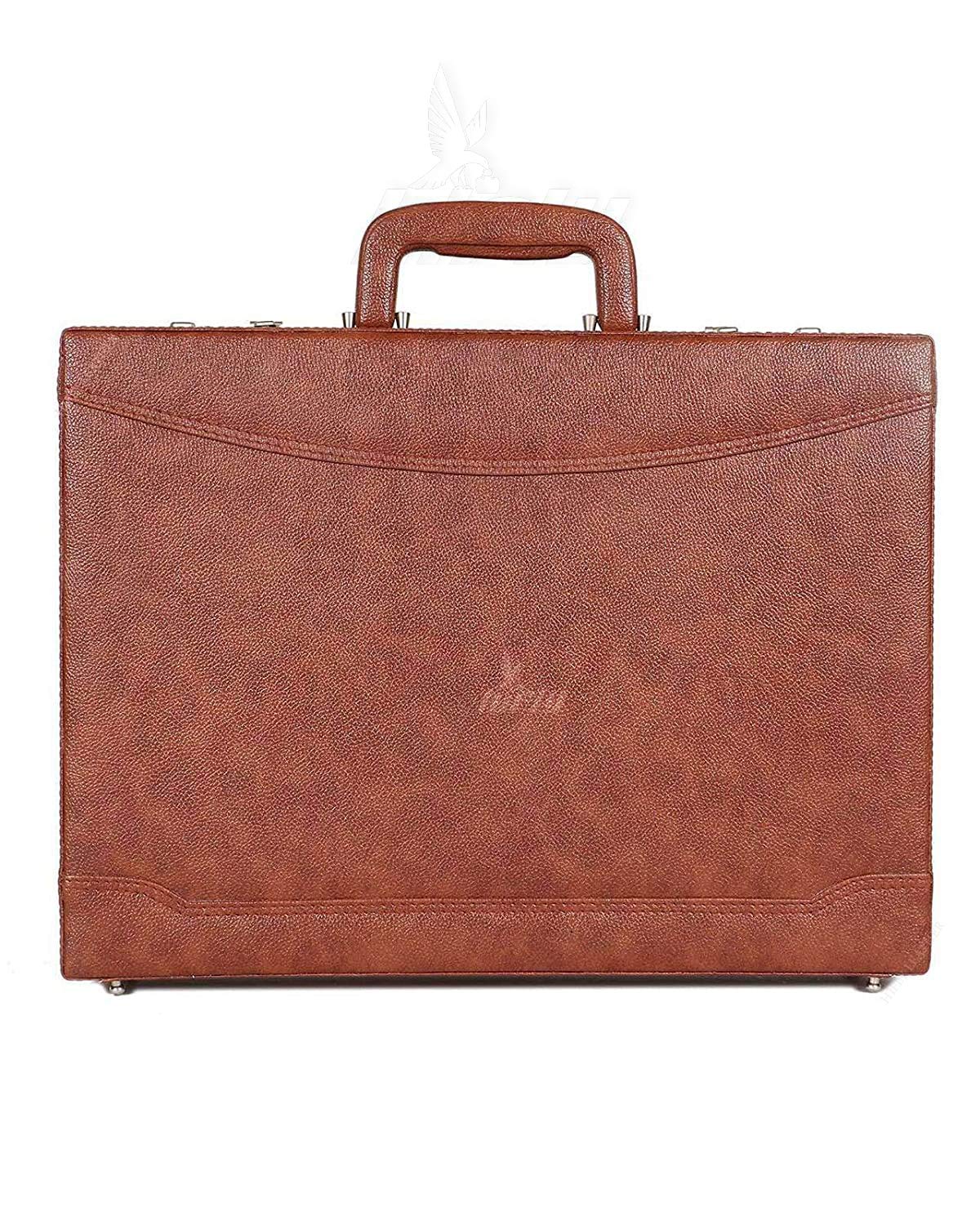Hifly Faux Leather Briefcase for Men Unisex Top & Bottom Stitched
