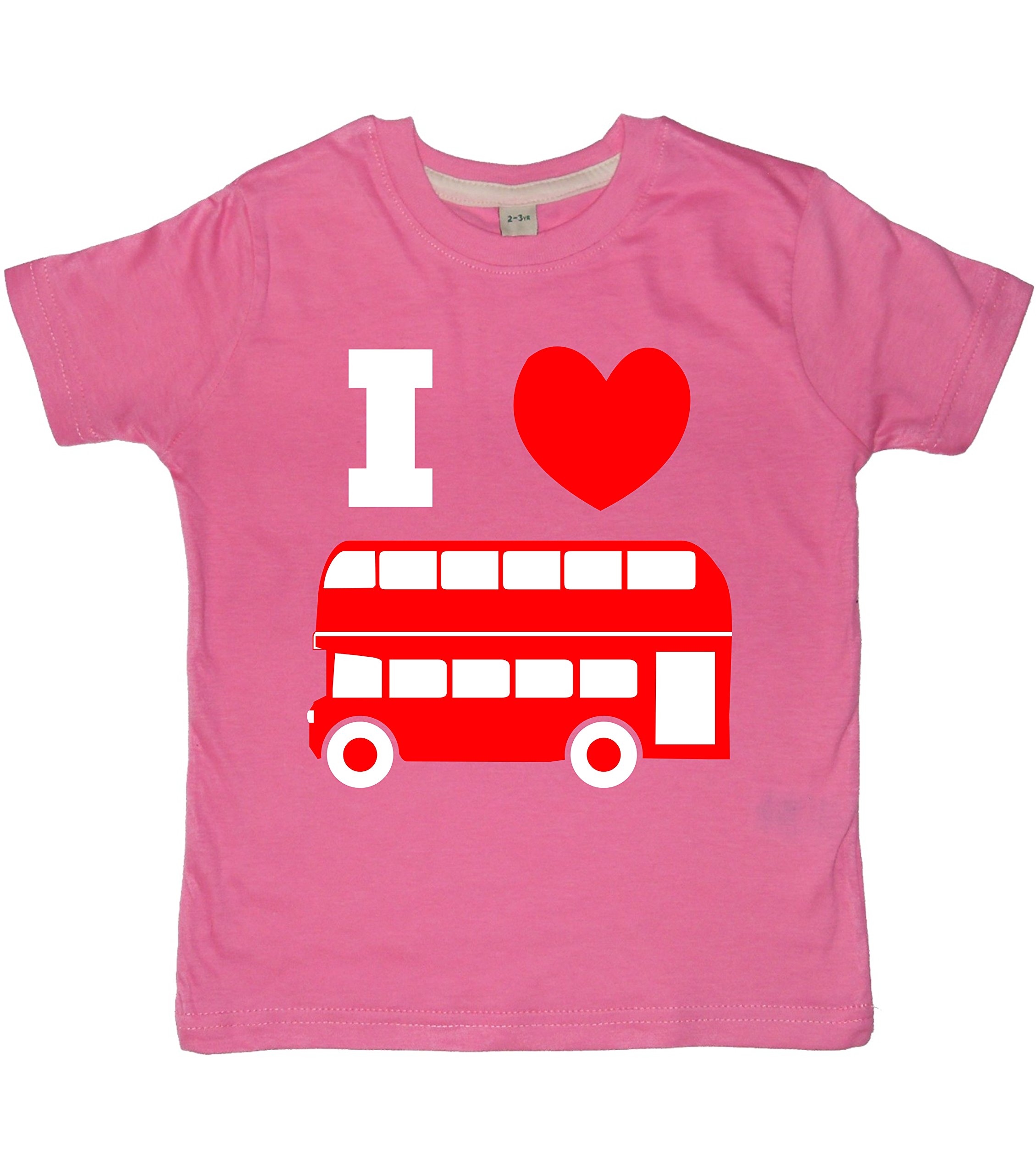 Edward Sinclair 2-3 Years | Bubblegum Pink | Children's T-Shirt | I Love Buses | with red & White Print