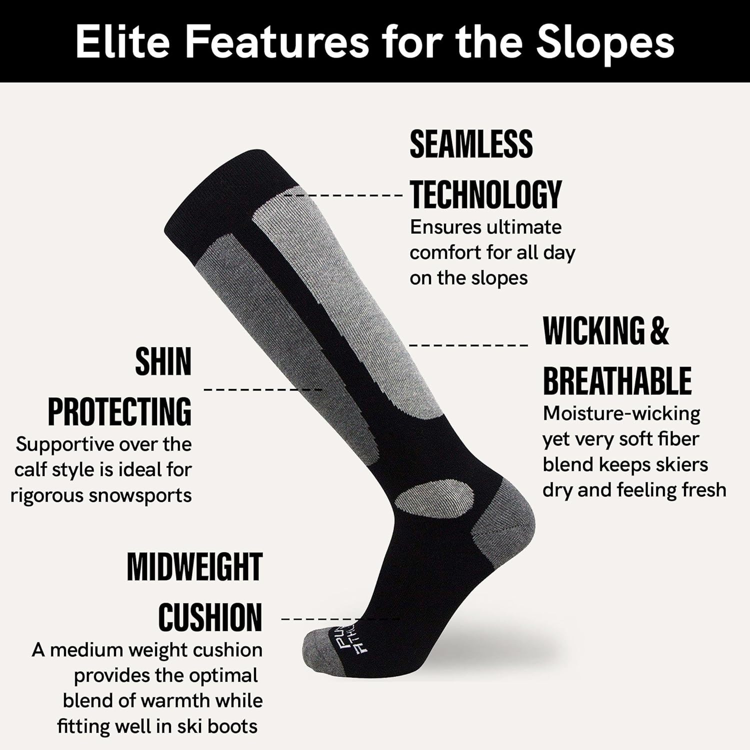 Pure Athlete Value Ski and Snowboarding Socks - Cold Weather Socks for Skiing - Image 2