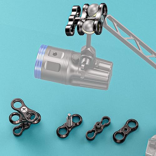 Miniatura 4 de Seafrogs - Brazo de cámara de buceo subacuático de 1 pulgada, almeja de bola submarina estándar negra, para fotografía subacuática, sistema de luz