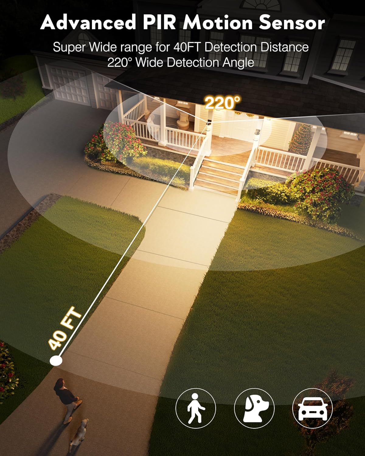 VIANIS Vintage ORB Pendant Light Fixtures with Gold Trim & Outdoor Motion Sensor Light 1-Pack