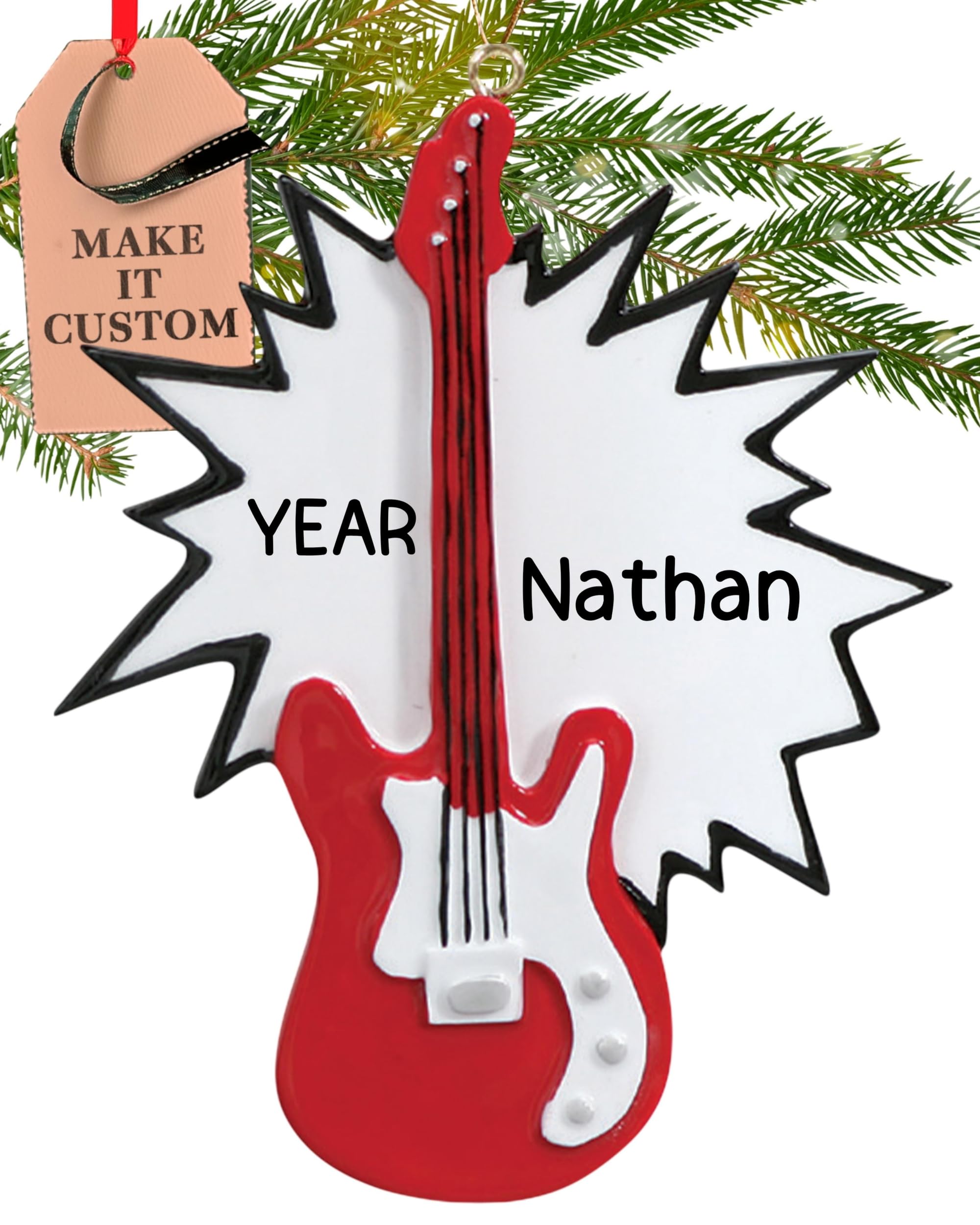 Holiday Traditions Electric Guitar Personalised Guitar Ornament 2025 – Fast & Free 24H Customisation – Musical Christmas Ornaments For Tree – Custom Gift Wrapped Electric-Guitar Keepsake For Music Lovers