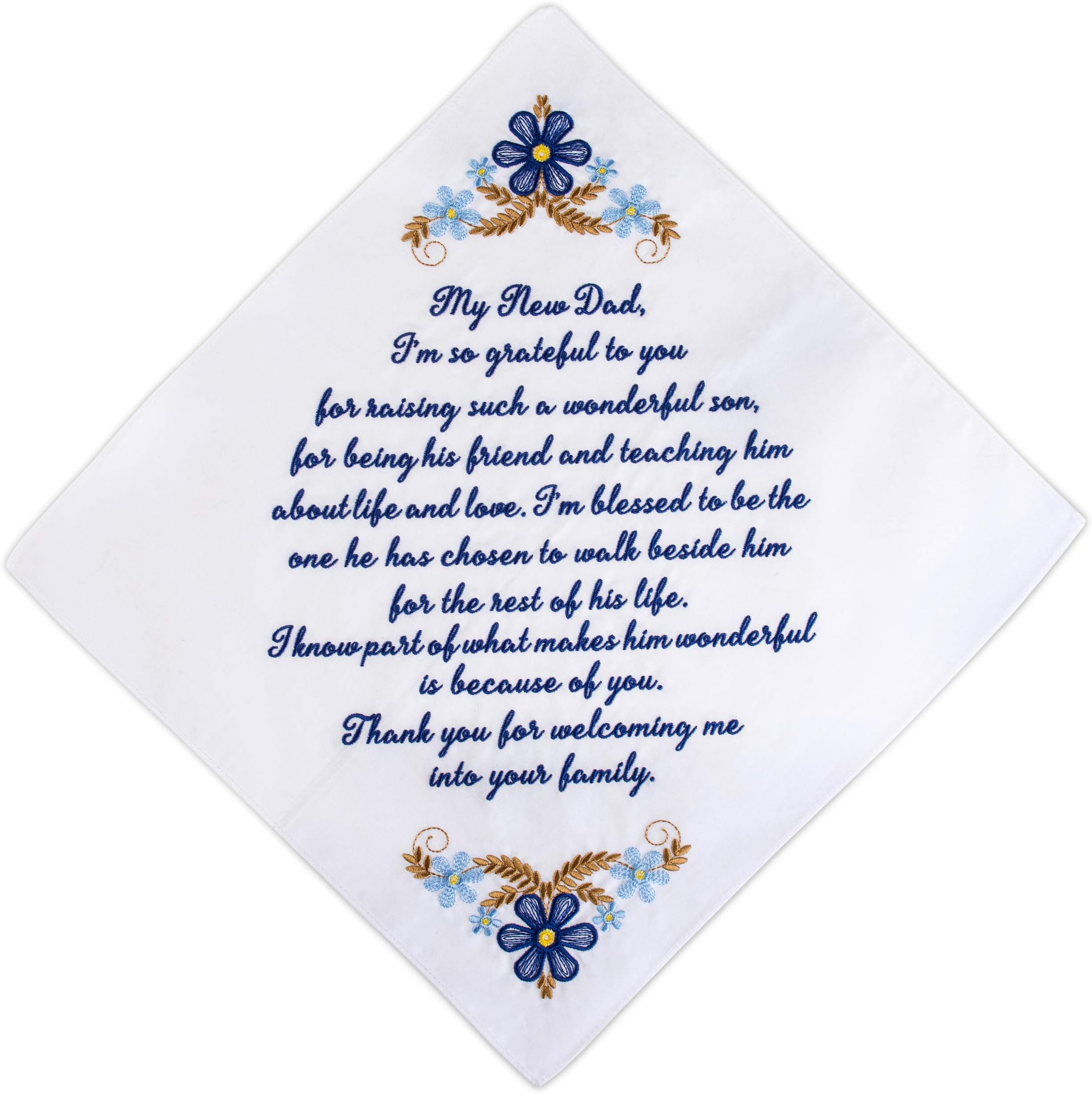 W&F GIFT Embroidered Wedding Handkerchief - Mom, Dad, New Mom, New Dad & Grandma