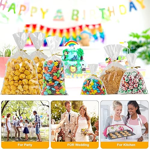 Miniatura 5 de Artby7 Bolsa de dulces de Halloween, bolsas de celofán para regalos, 200 bolsas de celofán transparentes de 6 x 10 pulgadas para tarjetas,