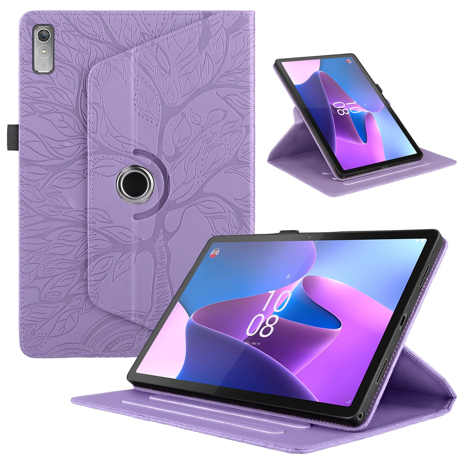 Funda para Samsung Galaxy Tab S9/ S8/ S7 11" (SM-X710/X700/T870) PU Cuero Tablets Protectora Cover 360°Carcasa Giratoria de ángulo Múltiple Stand Función Tablets Funda,Rojo Árboles — view 70