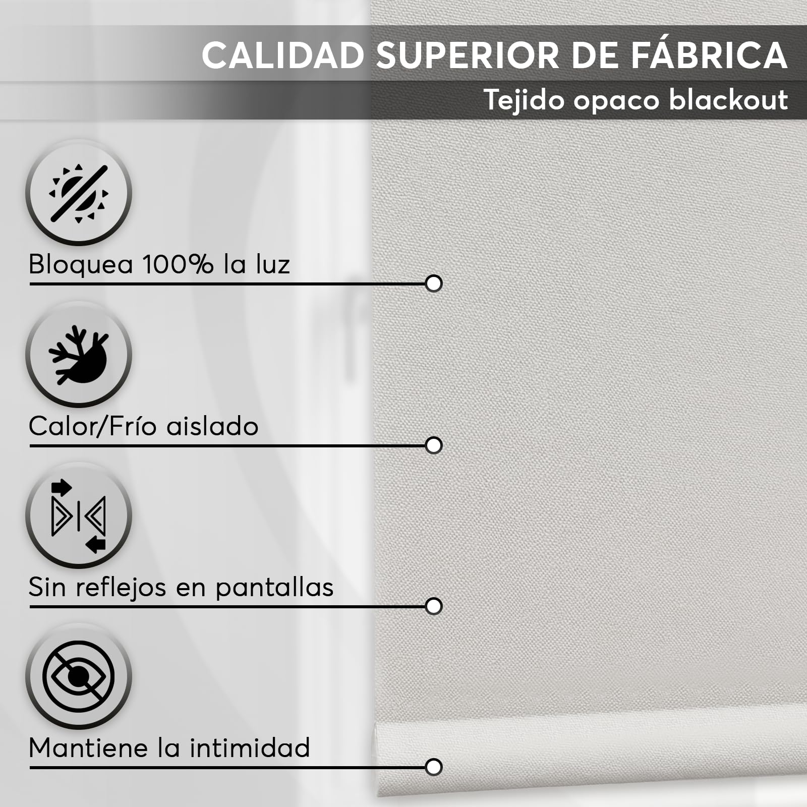 DECORESTOR Estor Enrollable Opaco Térmico a Medida 160 x 160 - Gris - Persiana Blackout para Ventanas y Puertas - Interior y Exterior - Bloquea 100% Luz y Aisla Temperatura - Ideal en Pared o Techo