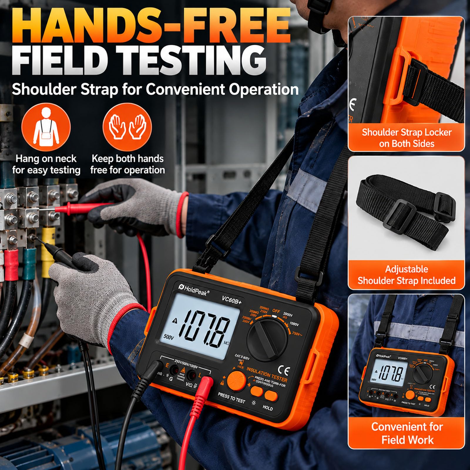 2000MΩ Insulation Resistance Tester, 250V/500V/1000V Megohmmeter — Amazon image 8