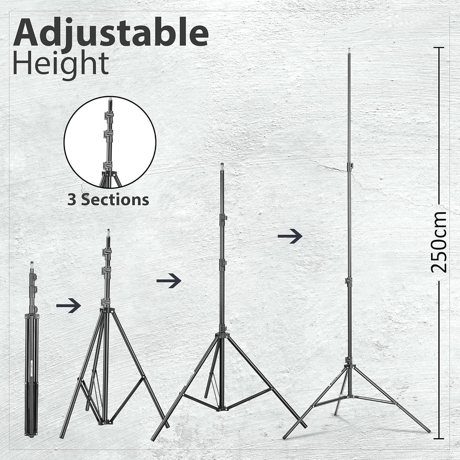 Hanumex 9FT Heavy-Duty Portable Light Stand – Adjustable Tripod for Ring Light, Softbox, Reflector, Flash, Diffuser & Studio Lighting – Perfect for Indoor/Outdoor Photography & Video Shoots