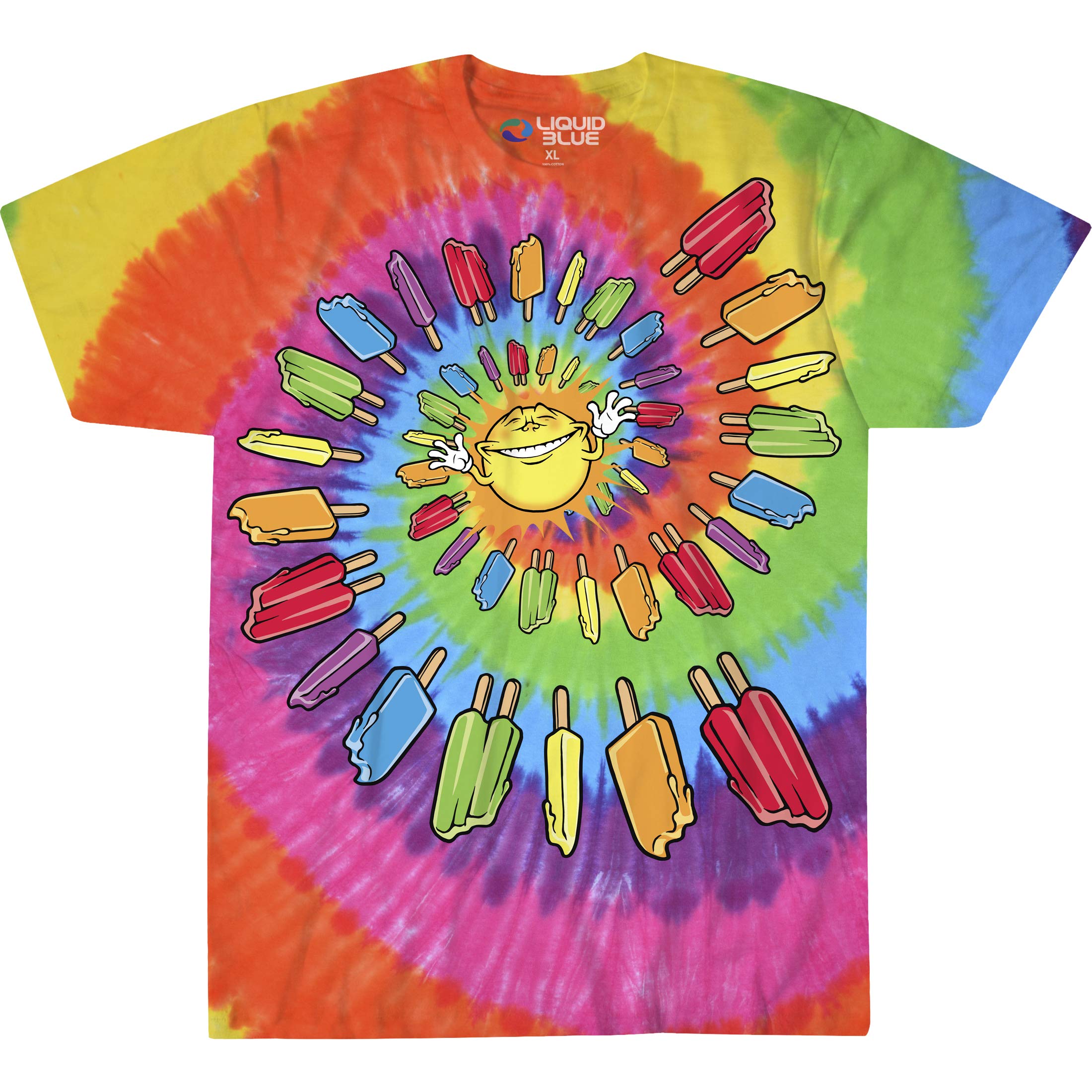 Liquid Blue unisex-adult11455Popsicle Spiral Tie Dye Short Sleeve T-Shirt Short Sleeve T-Shirt - Multi - Large