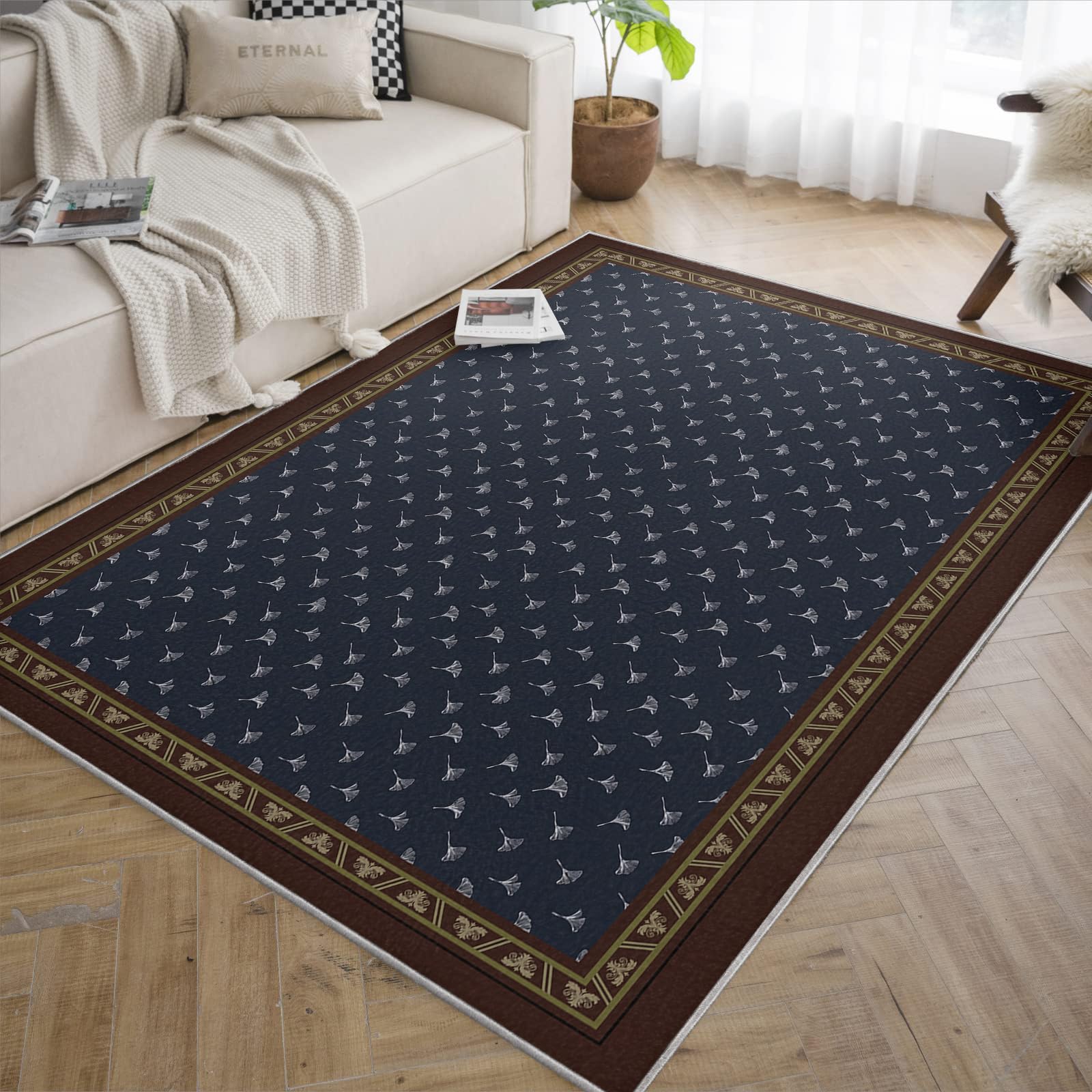 Tapis entrée dans couloir du sol grand bleu nuit 200x300cm