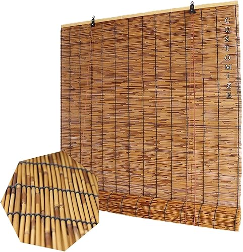 Persianas de bambú para patio persianas enrollables retro cortinas enrollables resistentes a los rayos UV impermeables tejidas a mano para partición