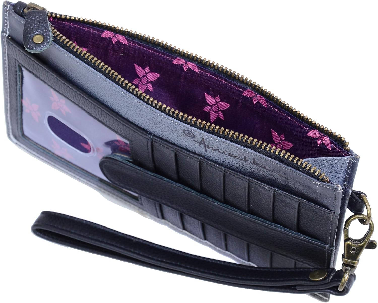 Anuschka Women’s Original Hand-Painted Genuine Leather RFID Blocking Organizer Wristlet