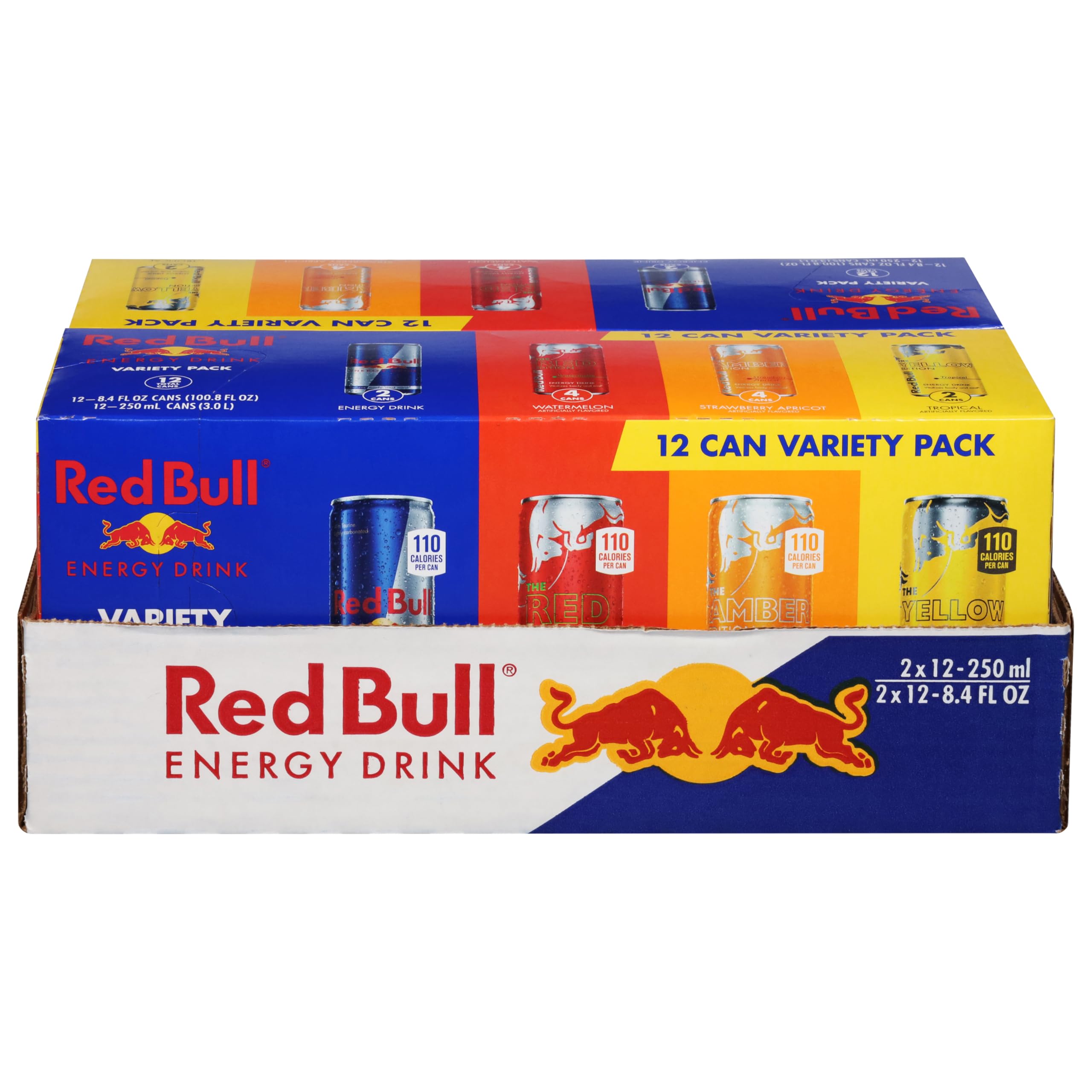 Red BullEnergy Drink Variety Pack, Red Bull, Red, Amber, and Yellow Edition and Energy Drinks, 8.4 Fl Oz, 24 pack Cans (2x12)