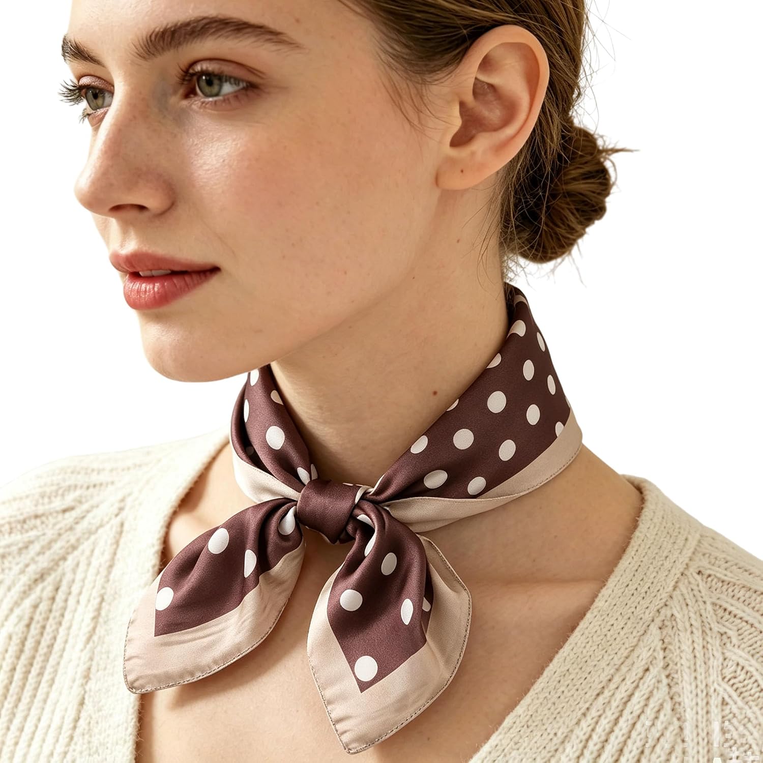 Polka Dot Satin Head Scarf for Women Like Silk Purse Bag Neck Scarf for Hair Wrapping Bandanas Square Shawl Wraps