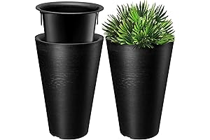 Set of 2 Tall Planters with Inserts: The Perfect Touch for Indoor and Outdoor Decor