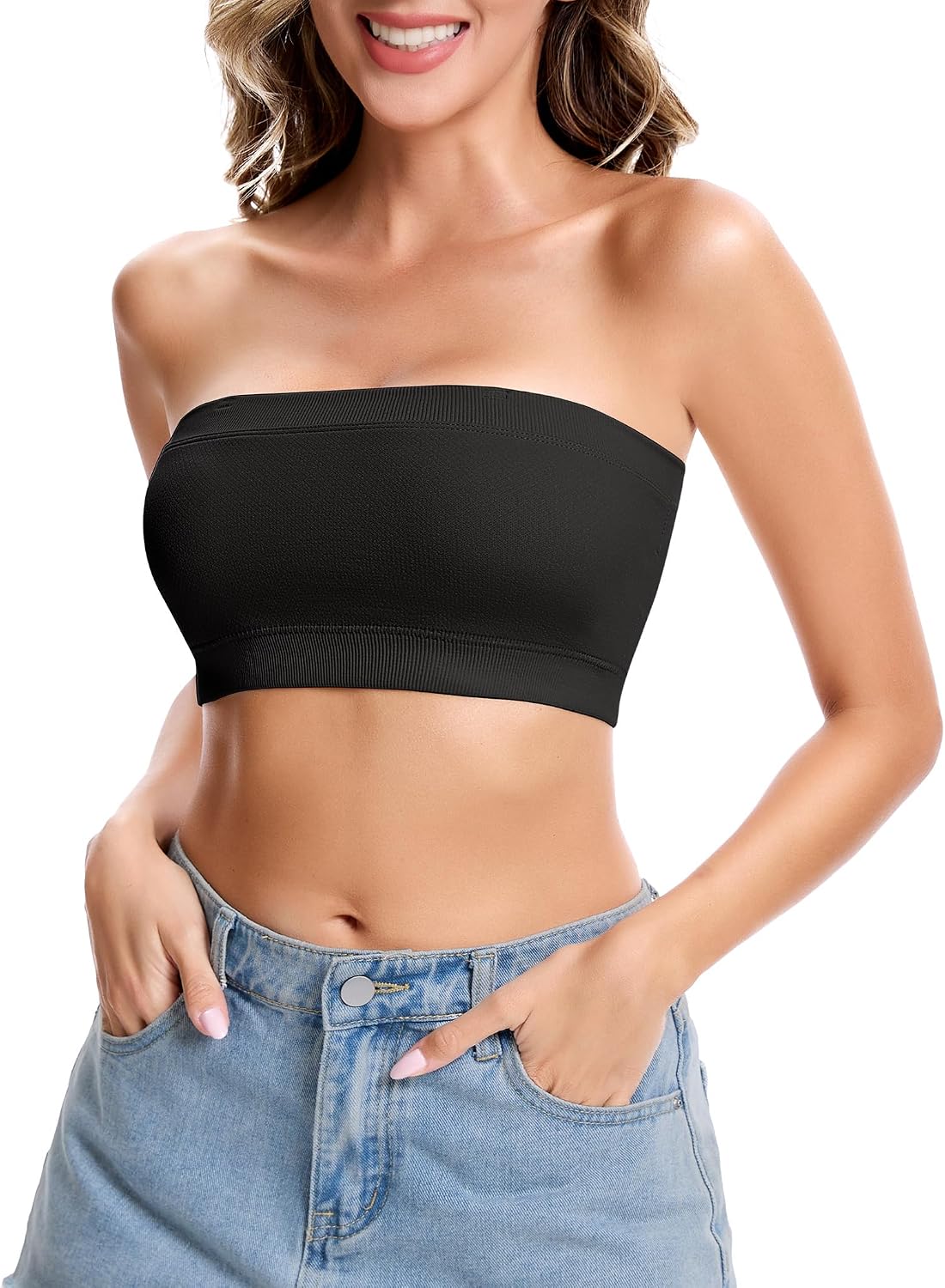 Strapless Bras for Women Bandeau Bralette Tube Top Non-Padded