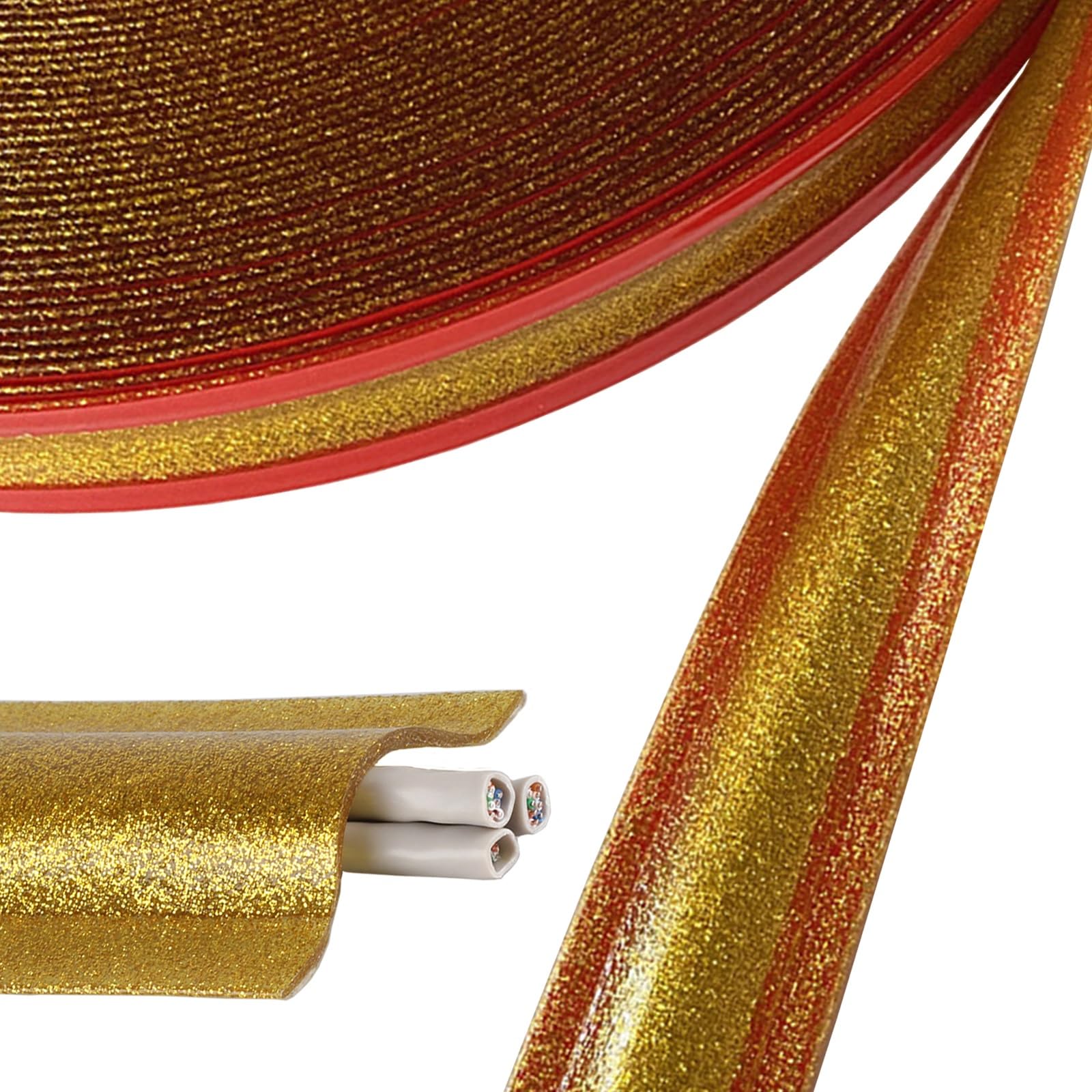 Passacavi Protezione Per Cavi A Pavimento Larga 5,5 Cm, Cavo Che Nasconde La Parete Autoadesivo/Protettore Di Alimentazione Del Cavo Di Estensione, Canalina Wiremold Per Casa, Cucine (Color : Gold,