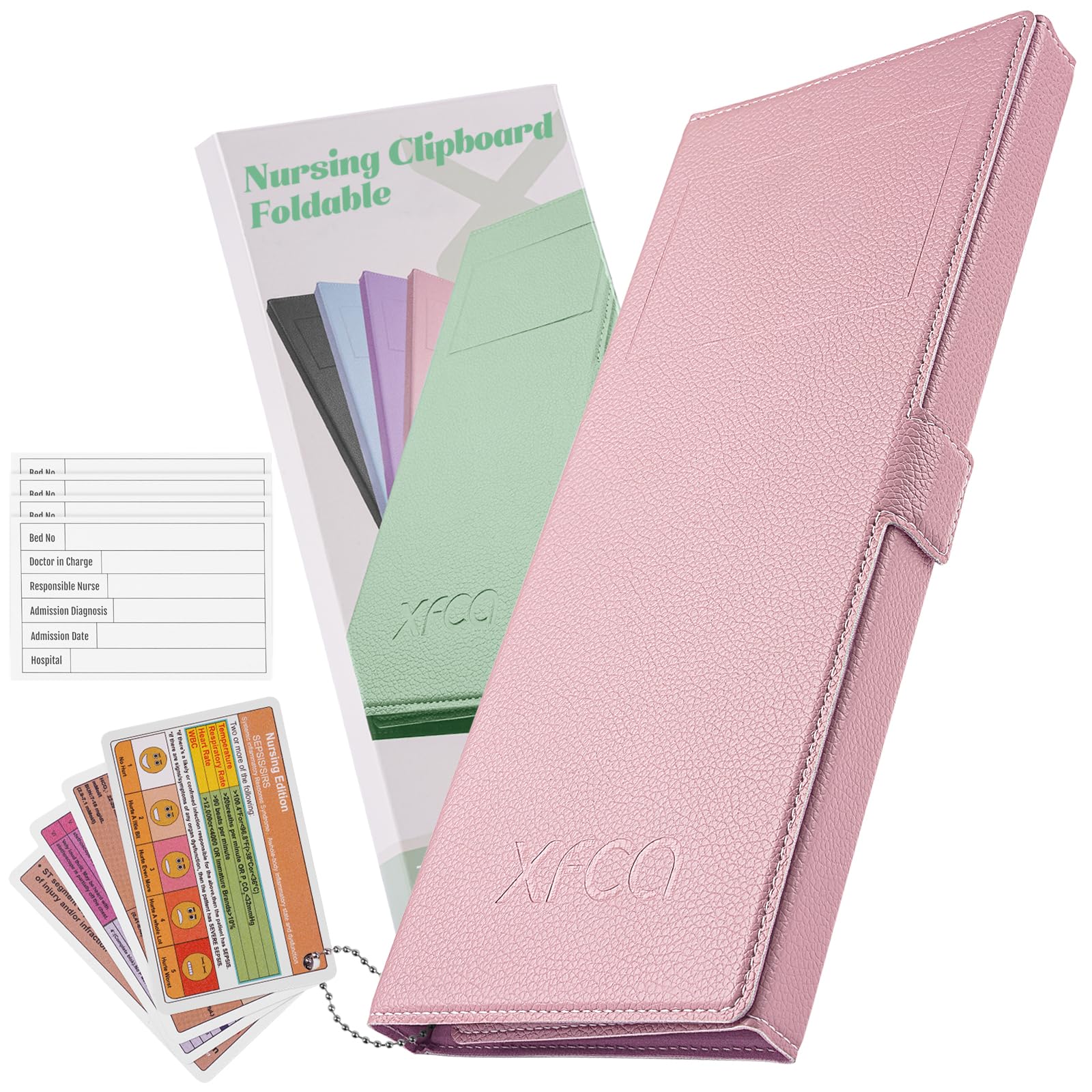 Nursing Clipboard Foldable, Premium Leather Texture, Tri-Fold Design, Nurse Clipboard, Easy to Carry,14x4.9 inch When Folded Weighs only 11.7 Ounces-Best Choice for Busy Nurses-Pink
