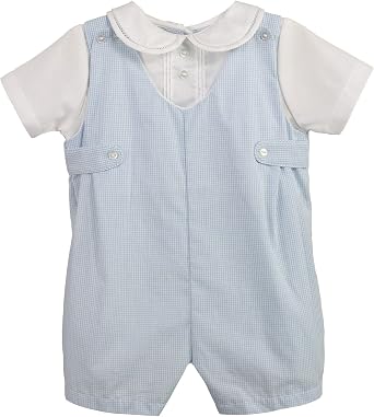 Petit Ami Baby Boys Side Tab Pintuck Gingham Romper