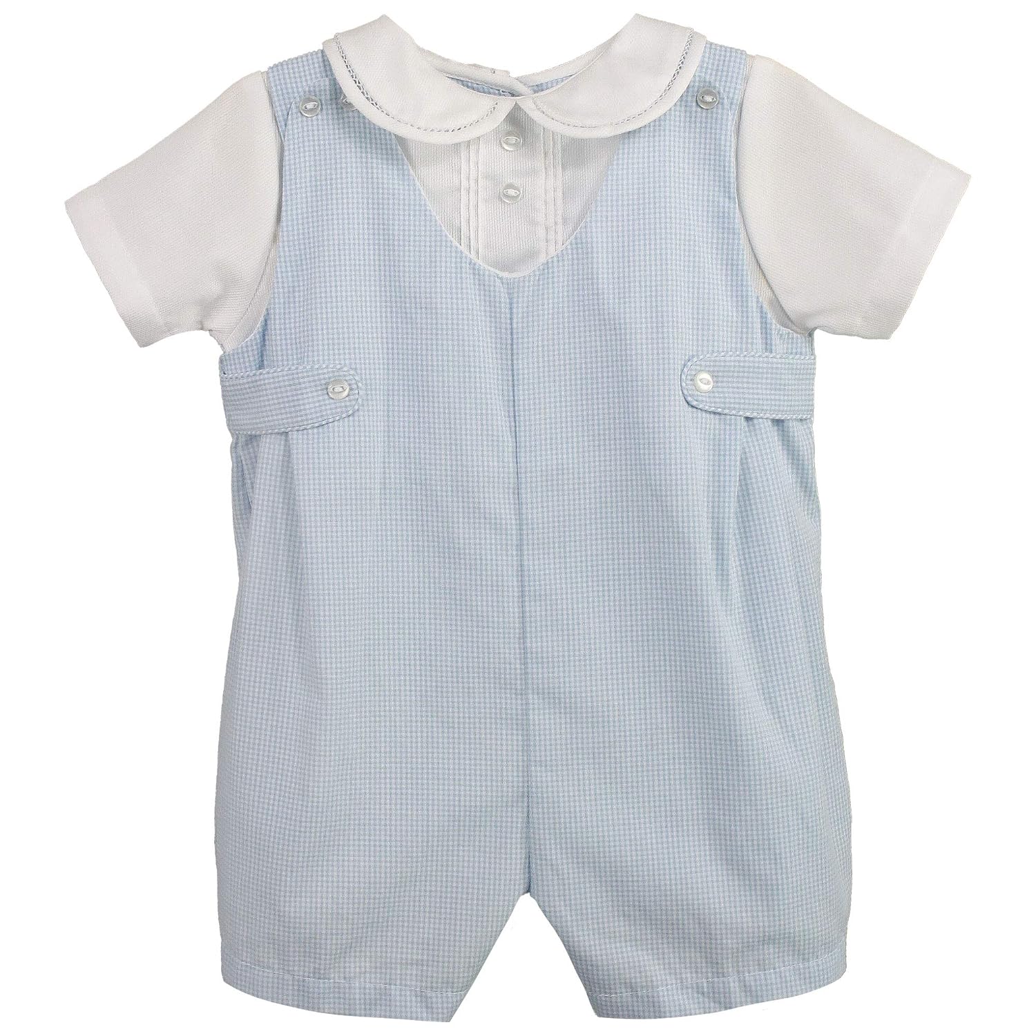 Petit Ami Baby Boys' Side Tab Pintuck Gingham Romper, 3 Months, Blue - Review, Price and Buying Guide