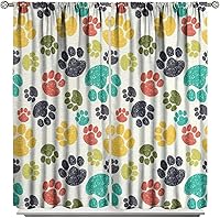 Vista 109 de Cortinas opacas con estampado de patas de perro, estampado de patas de perro y huesos, tratamiento de ventana, cortinas con aislamiento térmico