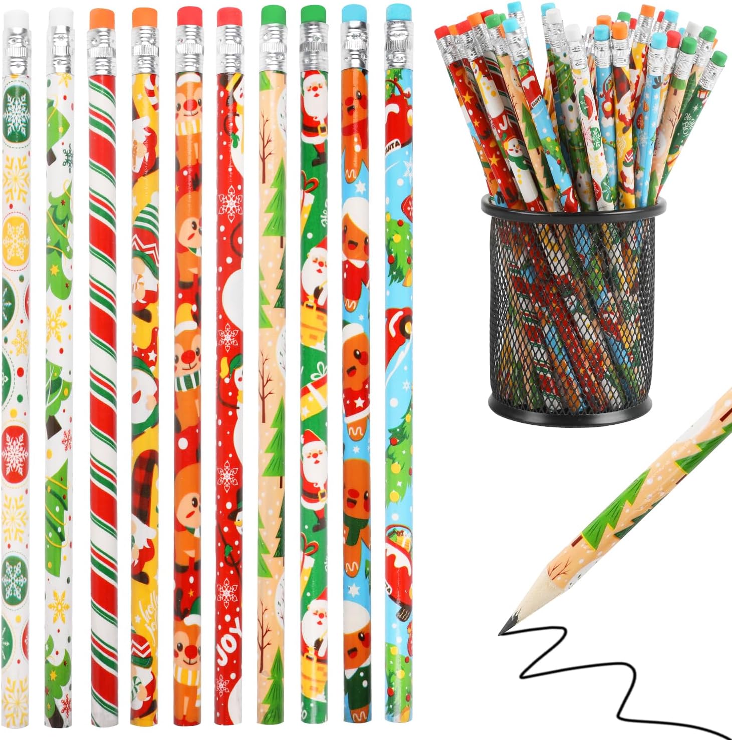 DIYASY 100 Pcs Christmas Pencils for Kids, Holiday Pencils