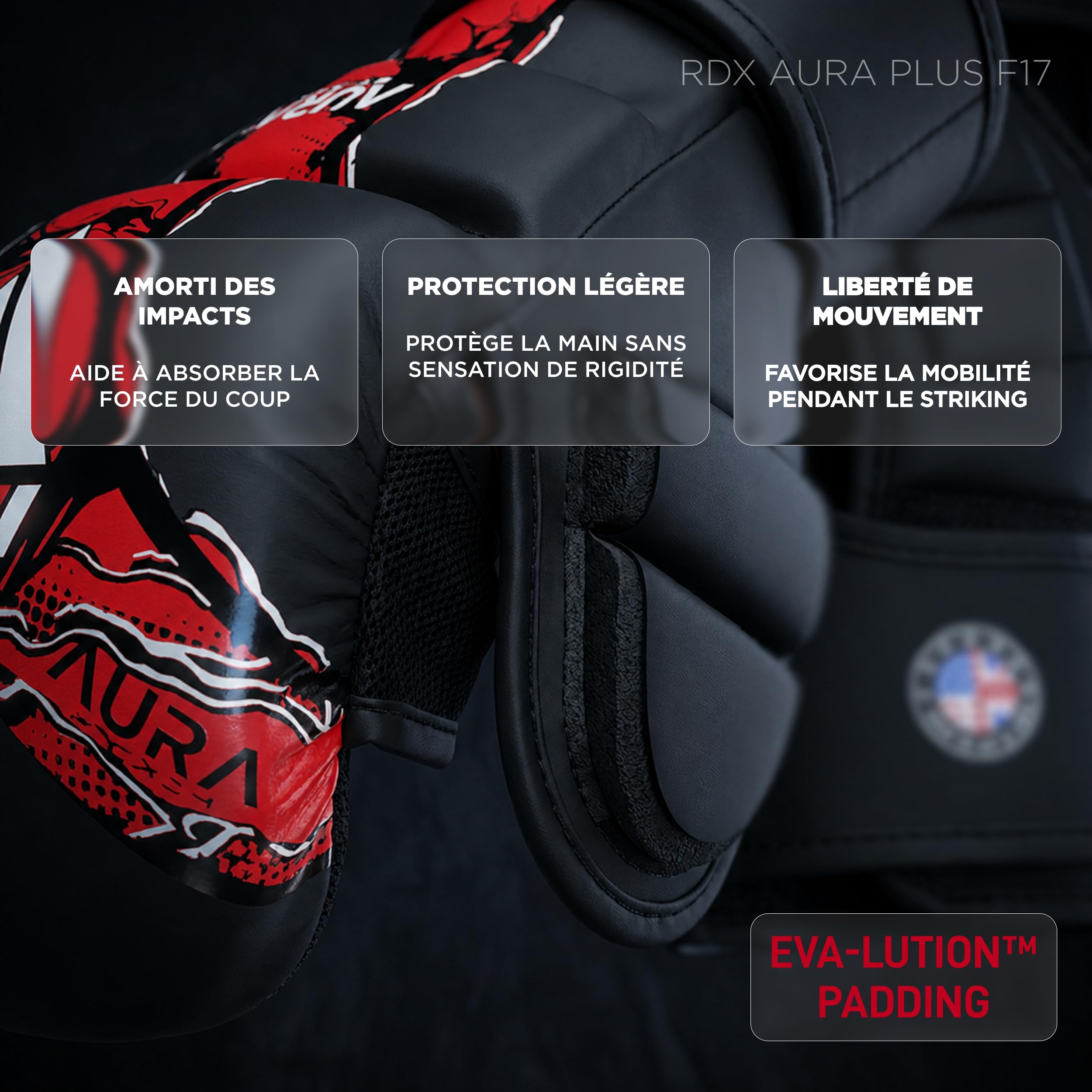 RDX Aura Plus F17 Gants de Grappling pour Homme et Femme, Gants MMA à Paume Ouverte, Gants d’Entraînement pour Prise, Sparring et Combat au Sol, Rembourrage Amortissant, MMA Gloves