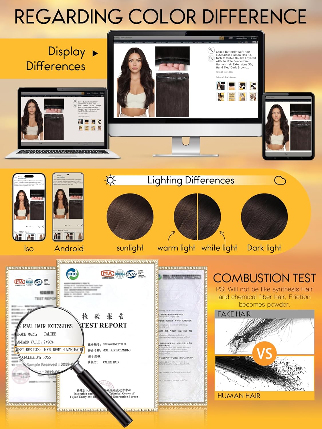 Caliee Butterfly Weft Hair Extensions Glue-Free Twin Tab Butterfly Genius Hair Extensions Real Human Hair Dark Brown 20 Inch One Piece OVO Wefts Hair