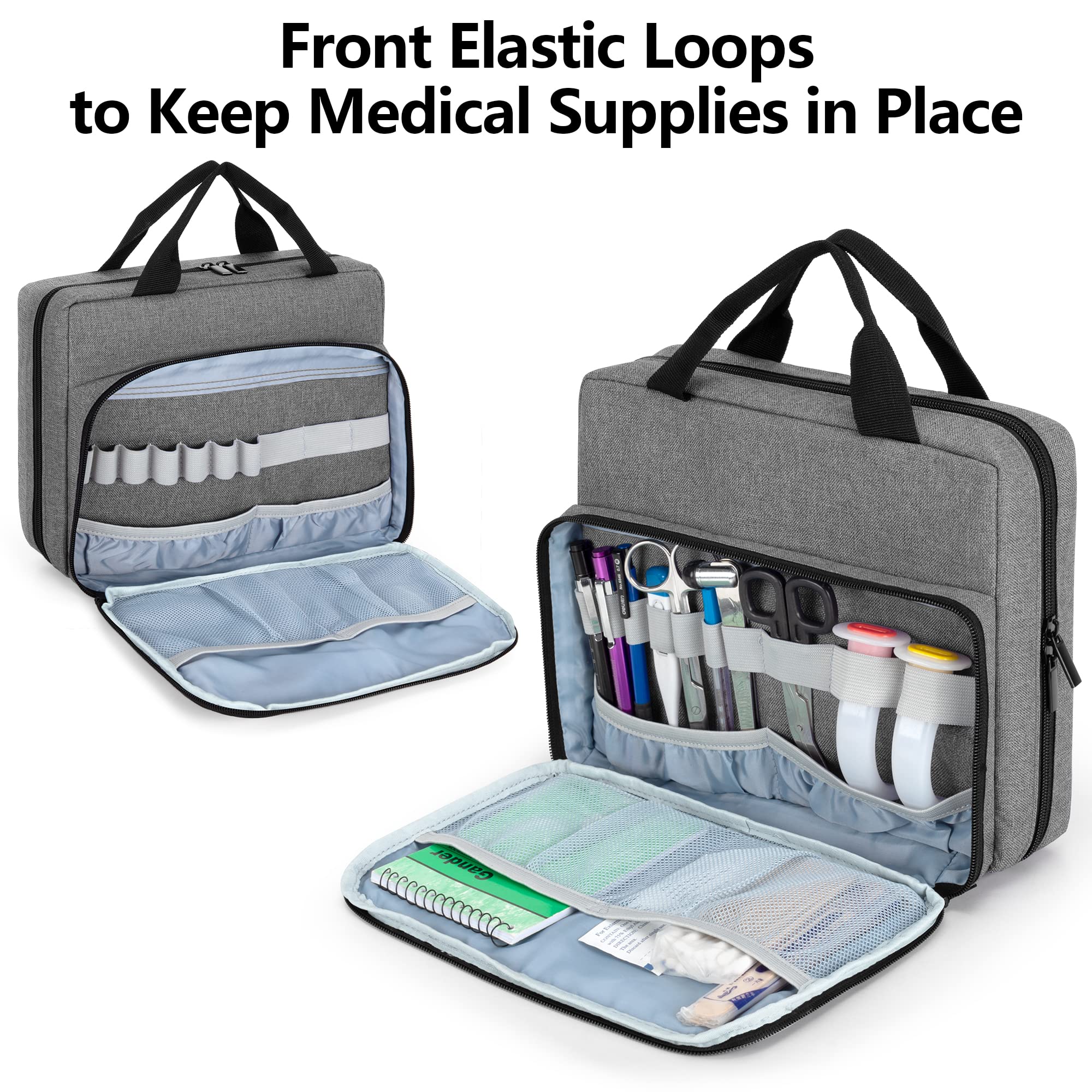 Trunab Bolsa de Estetoscopio Estuche para Estetoscopio Gris, Compatible con 3M Littmann/MDF/ADC y Otros Accesorios, Botiquín de Primeros Auxilios Vacío, Bolsa de Farmacia con Varias Bolsitas