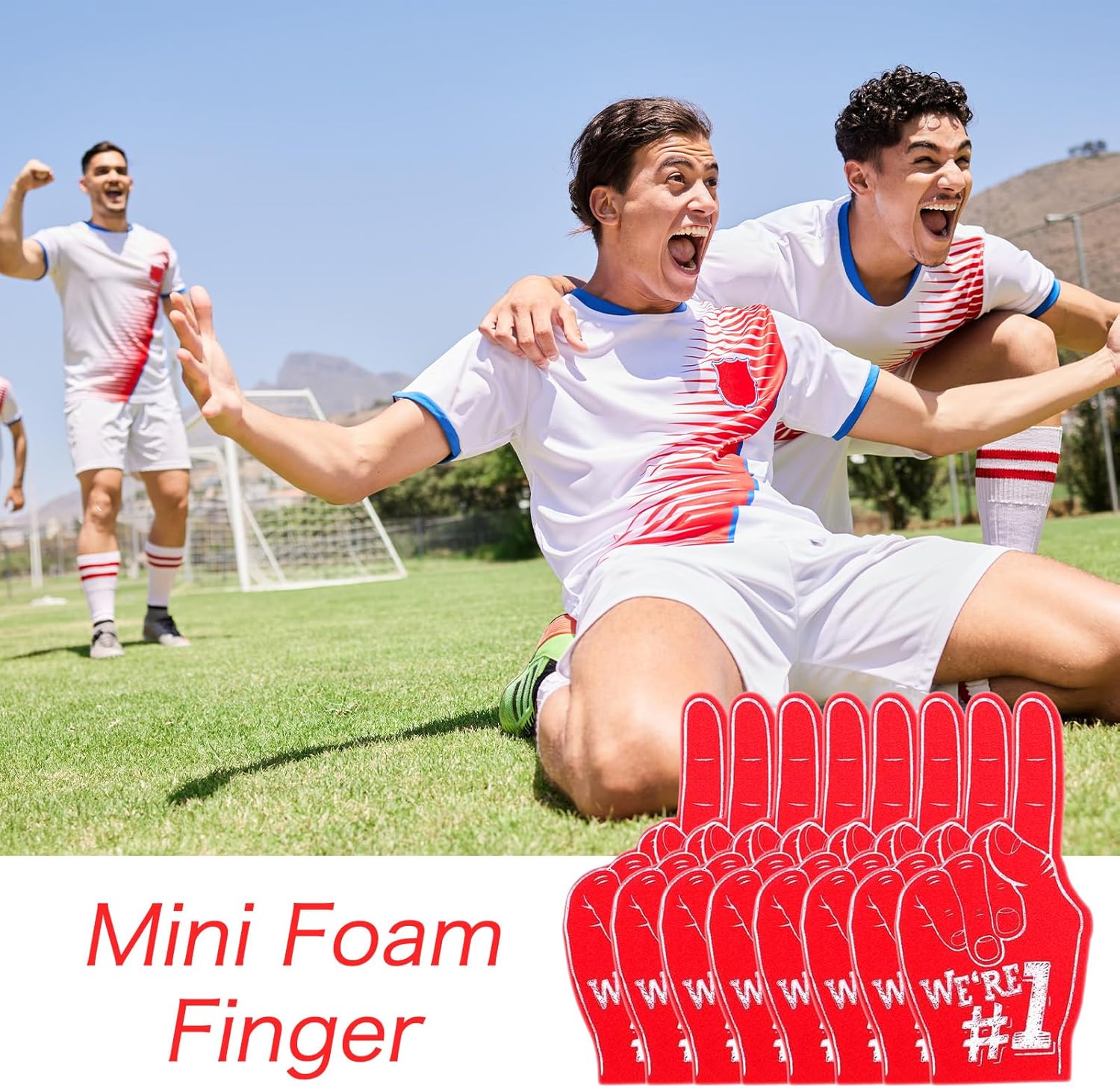 18Pcs Mini Foam Fingers for Sports-Themed Birthday, We're #1 Fan Foam Finger, Bulk Mini Foams Hand Fingers Cheerleader Gifts for Sports Events Party Supplies (Red)