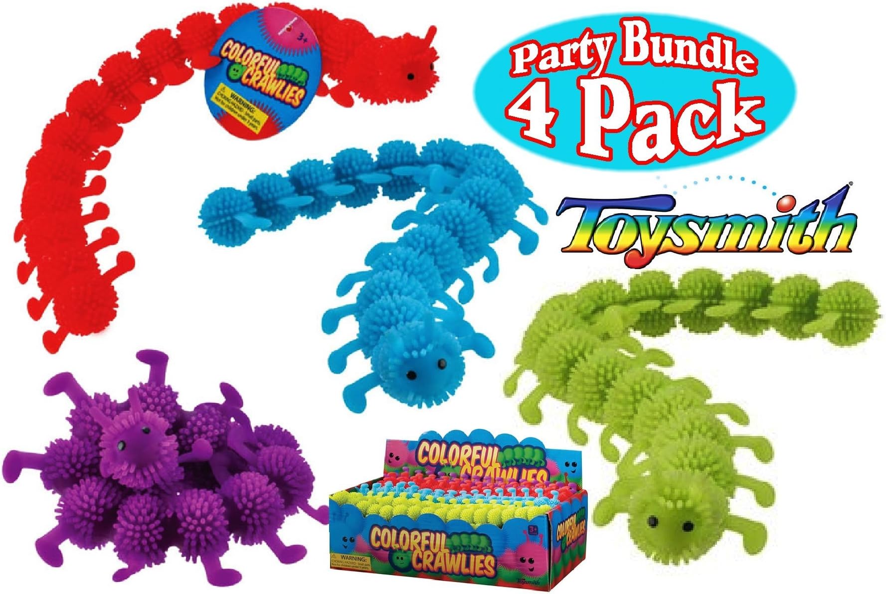 ToysmithToysmith Colorful Crawlies Red, Blue, Green & Purple Complete Party Set Bundle - 4 Pack