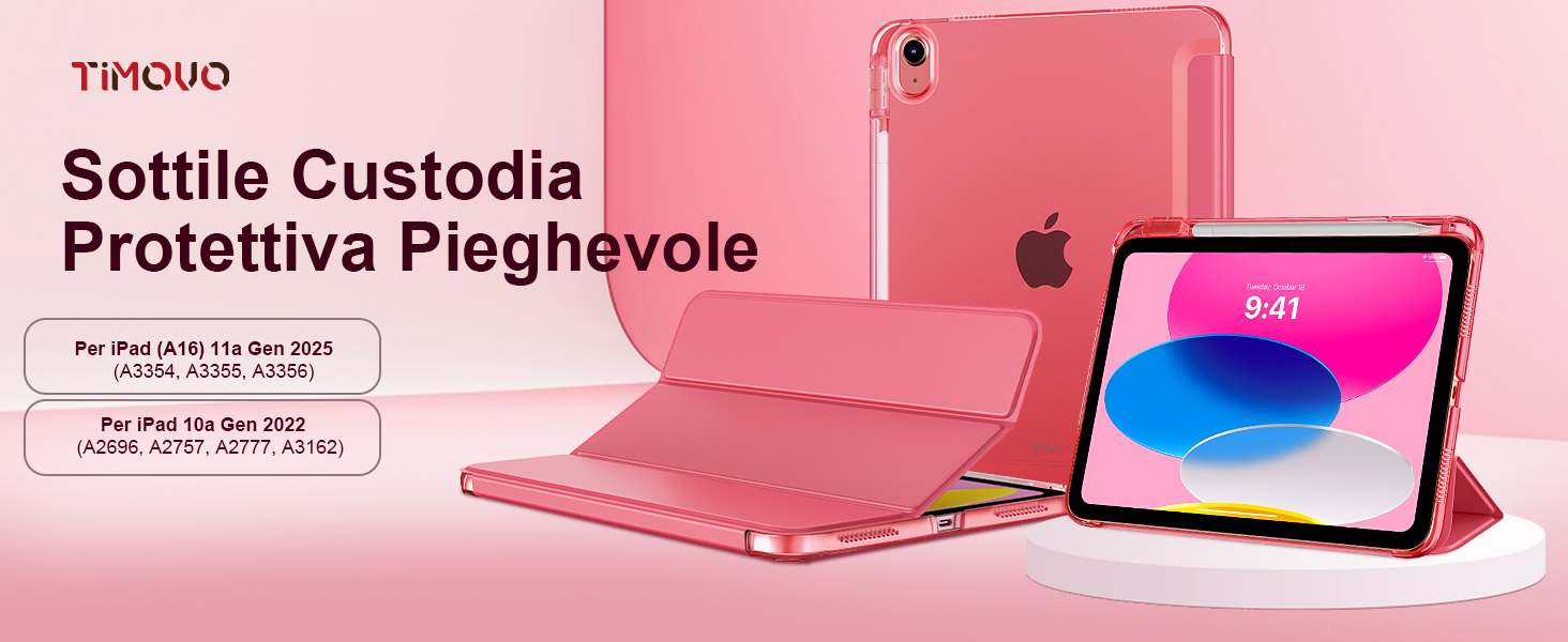 TiMOVO Cover Custodia Compatibile con iPad (A16) 11 Generazione 11 Pollici 2025/iPad 10 Generazione 10,9 2022, Retro in PC Rigido Semi-Trasparente, Auto Sveglia/Sonno, Blu Mare Scuro