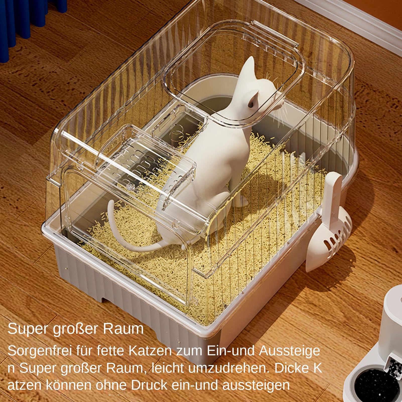 Inodoro para Gatos con Capucha, Caja de Ligera Plegable y Cerrada con función de Filtro, Pala y Bolsas de Basura para Mantener en Interiores