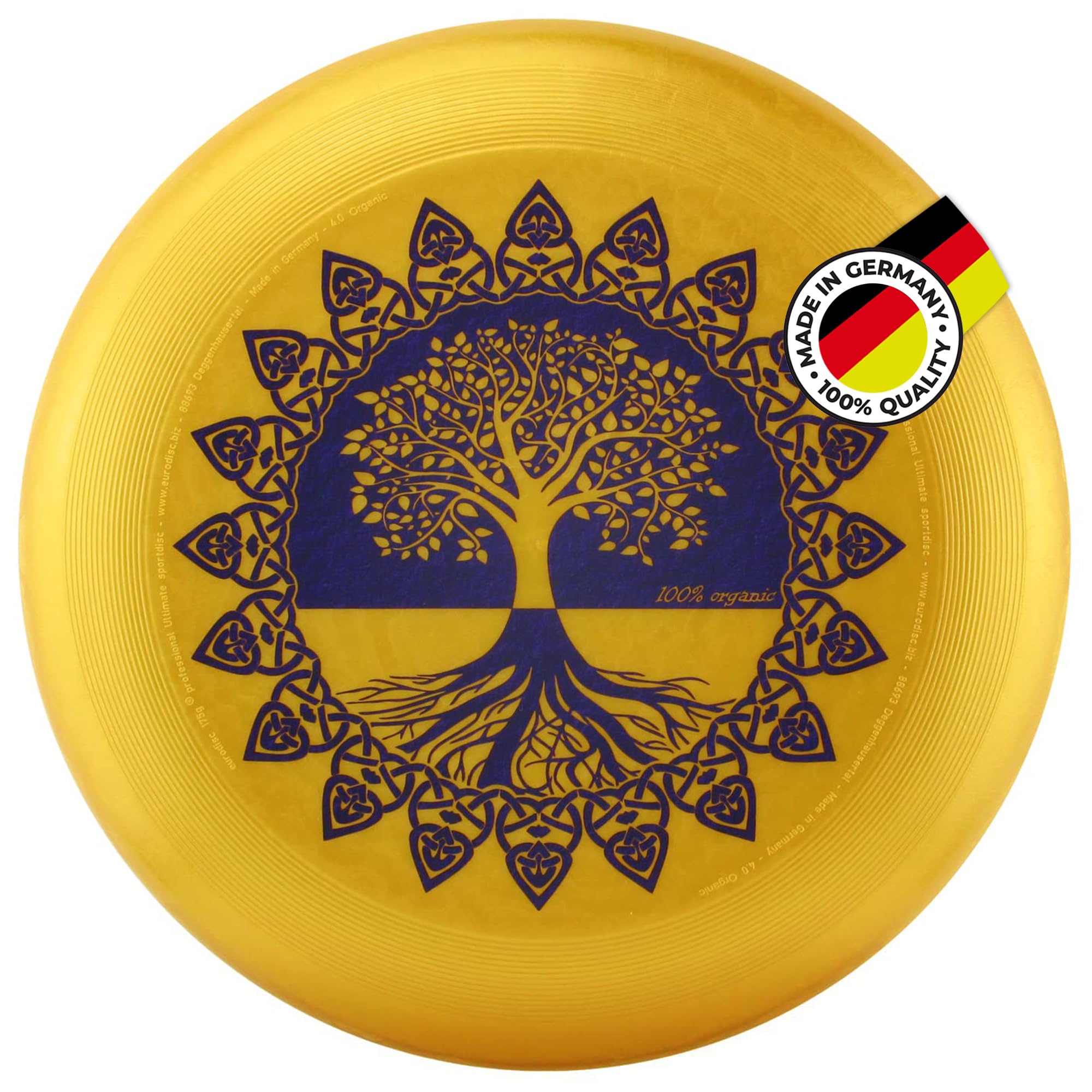 eurodisc 175 g Ultimate Frisbee Disc dysk do rzucania z ekologicznego tworzywa sztucznego, stabilna trajektoria ponad 100 m, motyw zdjęcia drzewo życia złoto zrównoważony z surowców odnawialnych