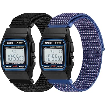 Nylon Watch Strap Compatible with Casio F-91W F-105 F-108 A158 A168 W-800H, Adjustable Soft Bracelets for Casio AE-1000 W-216