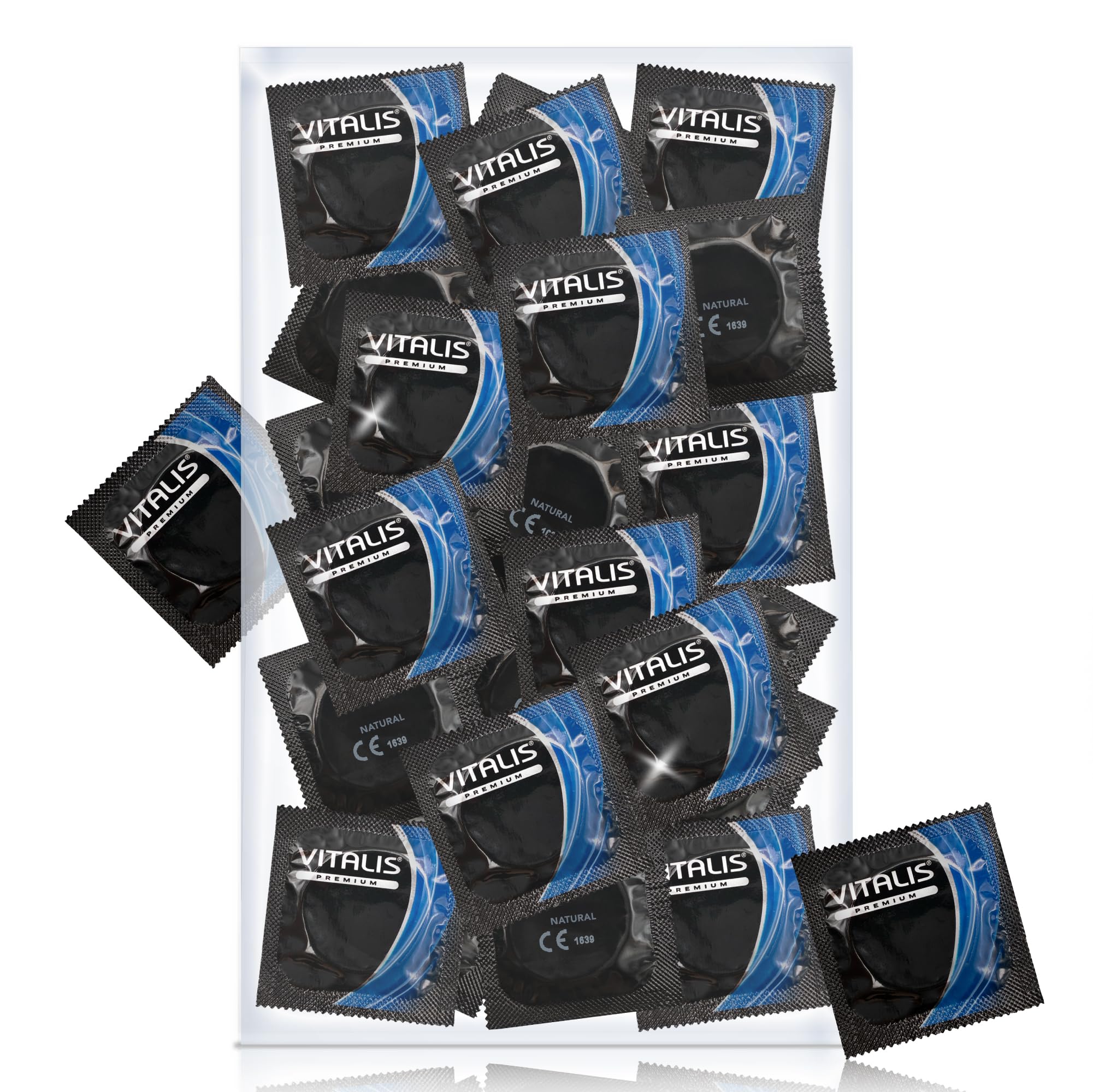 VITALIS 100 Kondome Pack Natural | Nennbreite 53 mm | Gefühlsechte naturfarbene Kondome | 100 Natürliche Premium mit Gleitmittel auf Silikonbasis | Hauchzarte Kondome Für Männer
