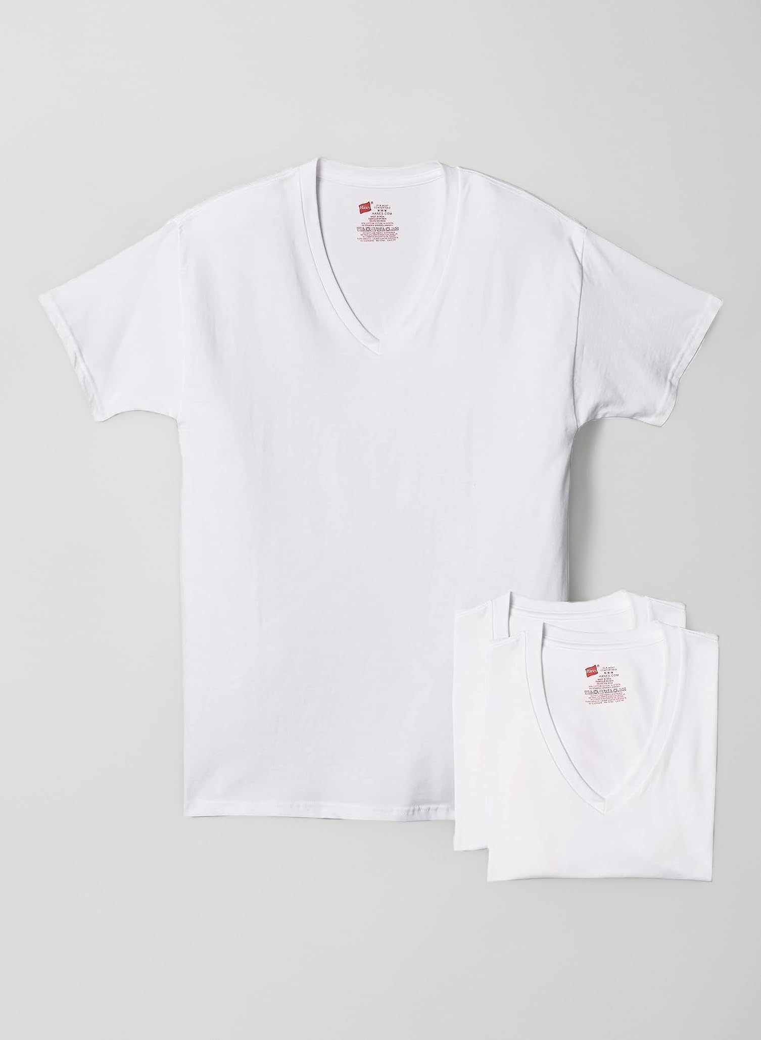 Men's Tagless Stretch White V-Neck Undershirts, 3 Pack Underwear (Pack of 3)