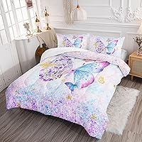 Vista 65 de Black Blue Butterfly Comforter Set for Girls Women,Boho Butterfly Sun and Moon Mandala Printed Bedding Set with 2 Pillowcases(Black Blue Twin)