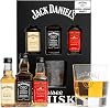 Jack Daniels Gift Set - Honey, Fire, JD Whisky Old No7, 3x 5cl, Mini Alcohol Bottles and JD Tennessee Whiskey Glass - Official Licensed Jack Daniels Gifts for Men, Boyfriend Gifts for Him, Christmas