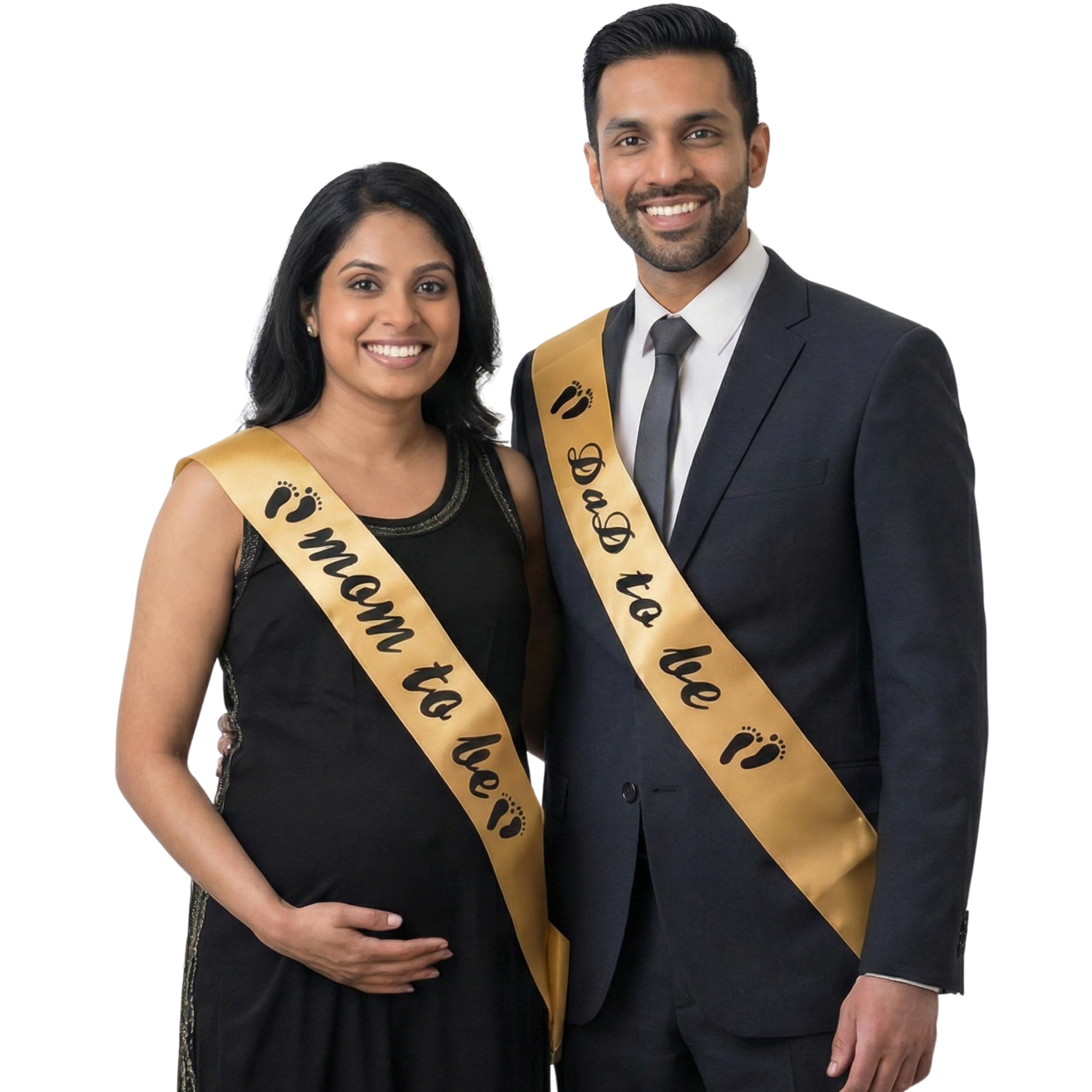 Hubops mom to be and dad to be Sash & dad and mom to be sash for Party Decoration Combo Pack (Gold)