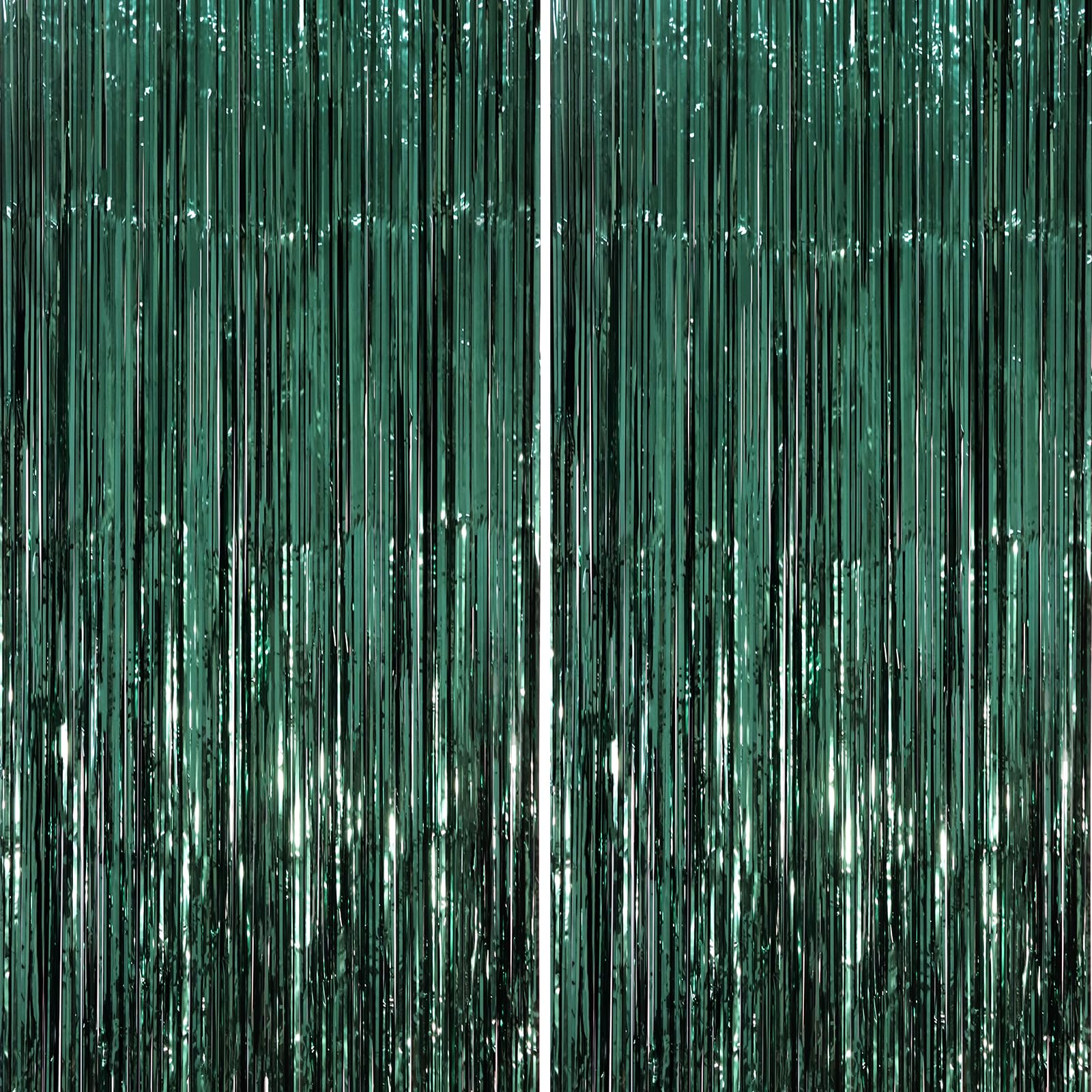 Voircoloria Retro Green Foil Fringe Backdrop Curtains,3.3x6.6ft, 2 Pack | Tinsel Streamers, Door Shimmer, For Baby Shower, Birthday Party Decorations, Graduations